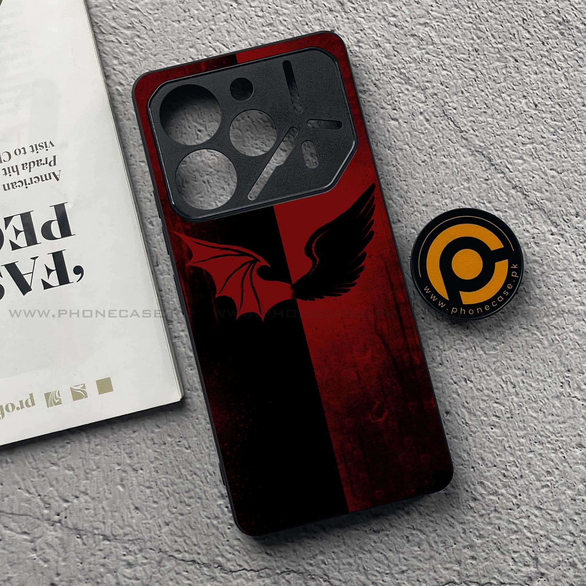Tecno Pova 6 - Angel Wings 2.0 Series - Premium Printed Glass soft Bumper shock Proof Case