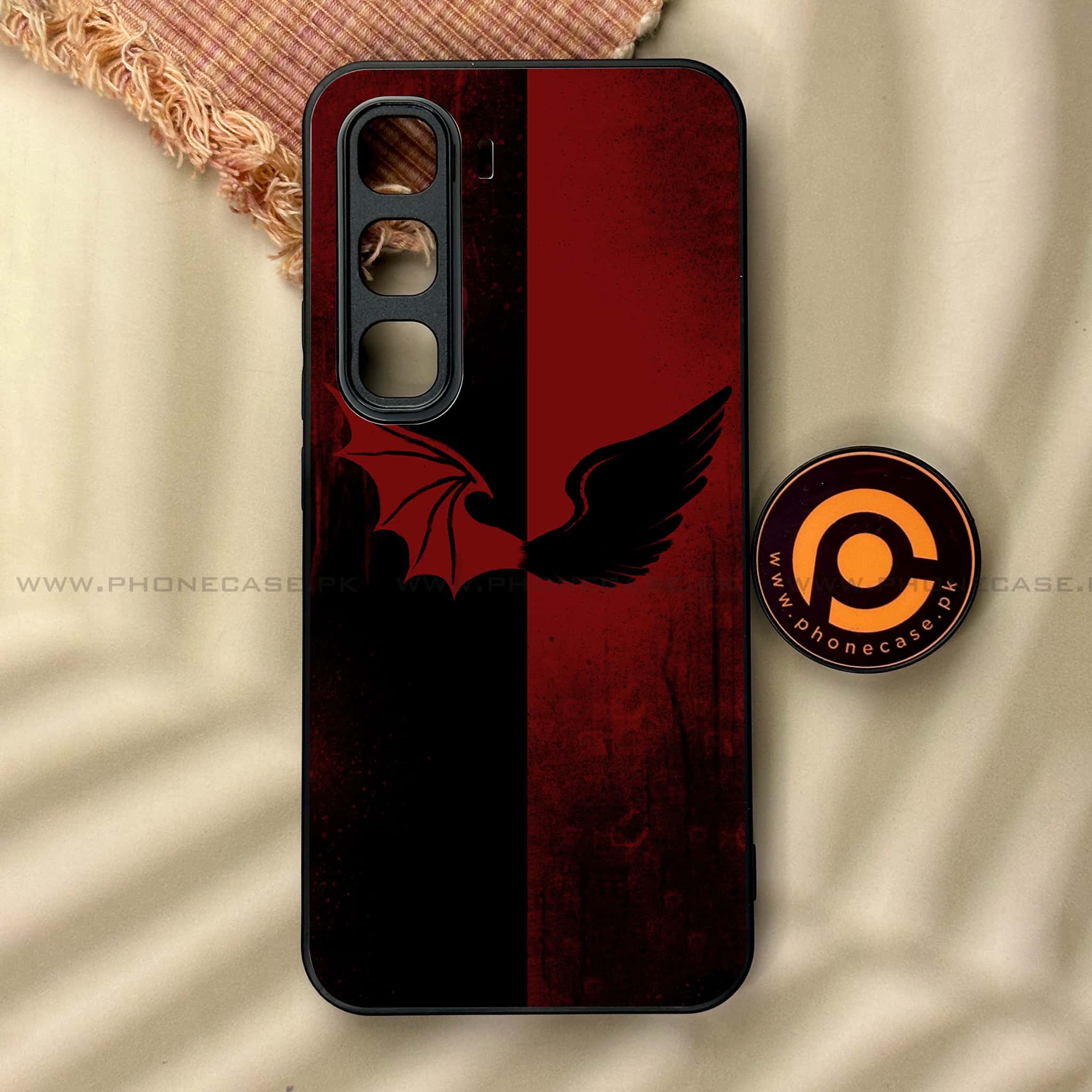 Infinix Hot 60 Pro - Angel Wings 2.0 Series - Premium Metal Printed soft Bumper shock Proof Case