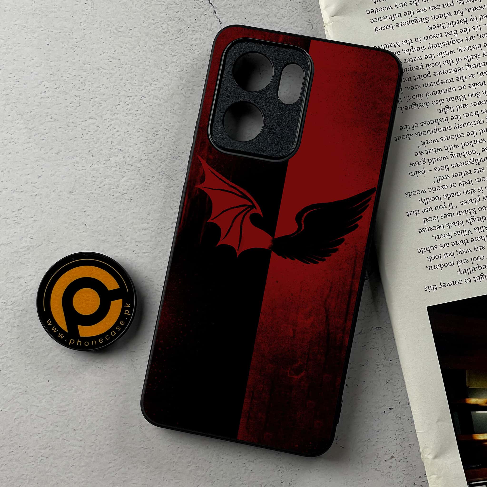 Oppo Reno 13F - Angel Wings 2.0 Series - Premium Metal Printed Soft Bumper Shockproof Case