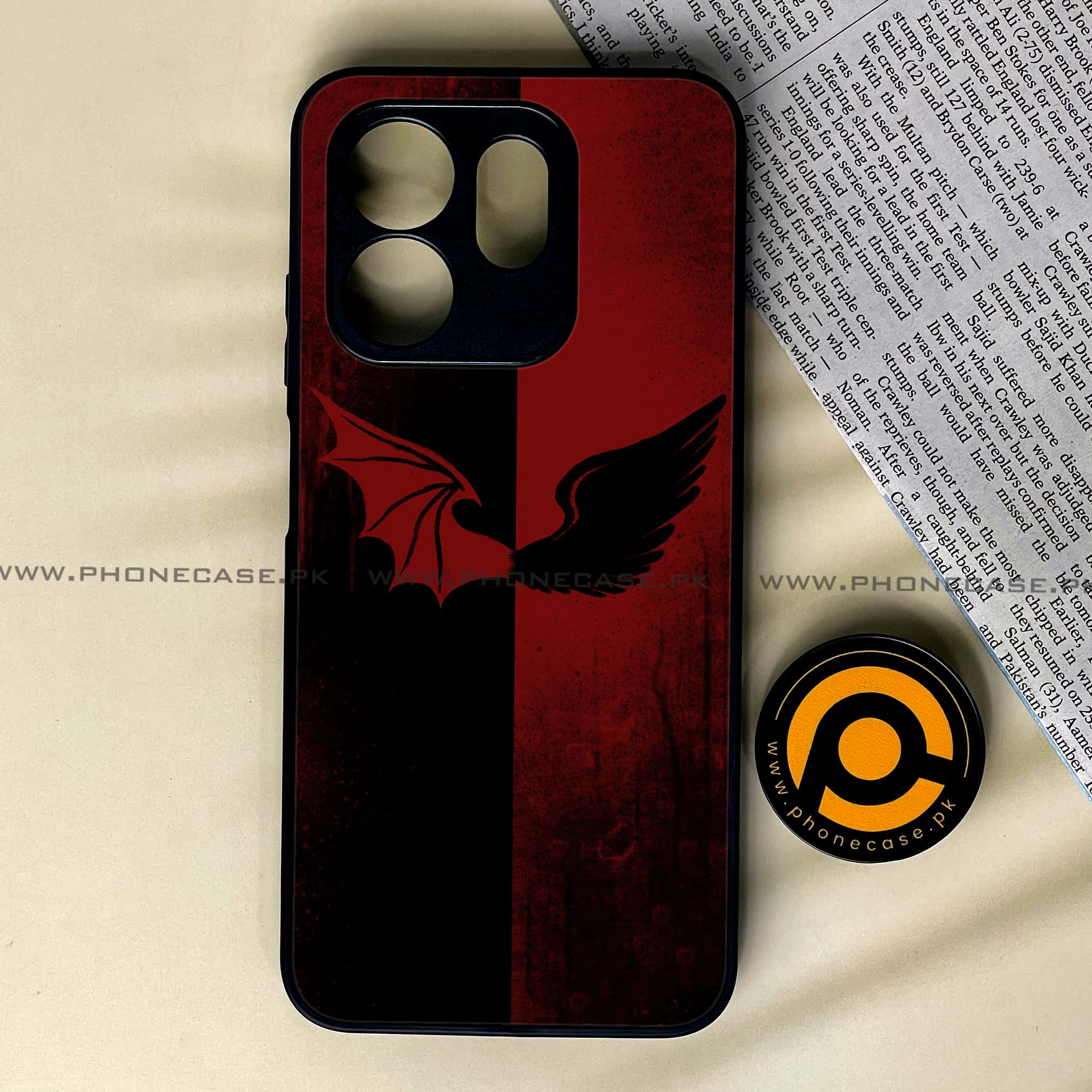 Infinix Hot 50i - Angel Wings 2.0 Series - Premium Printed Glass soft Bumper shock Proof Case