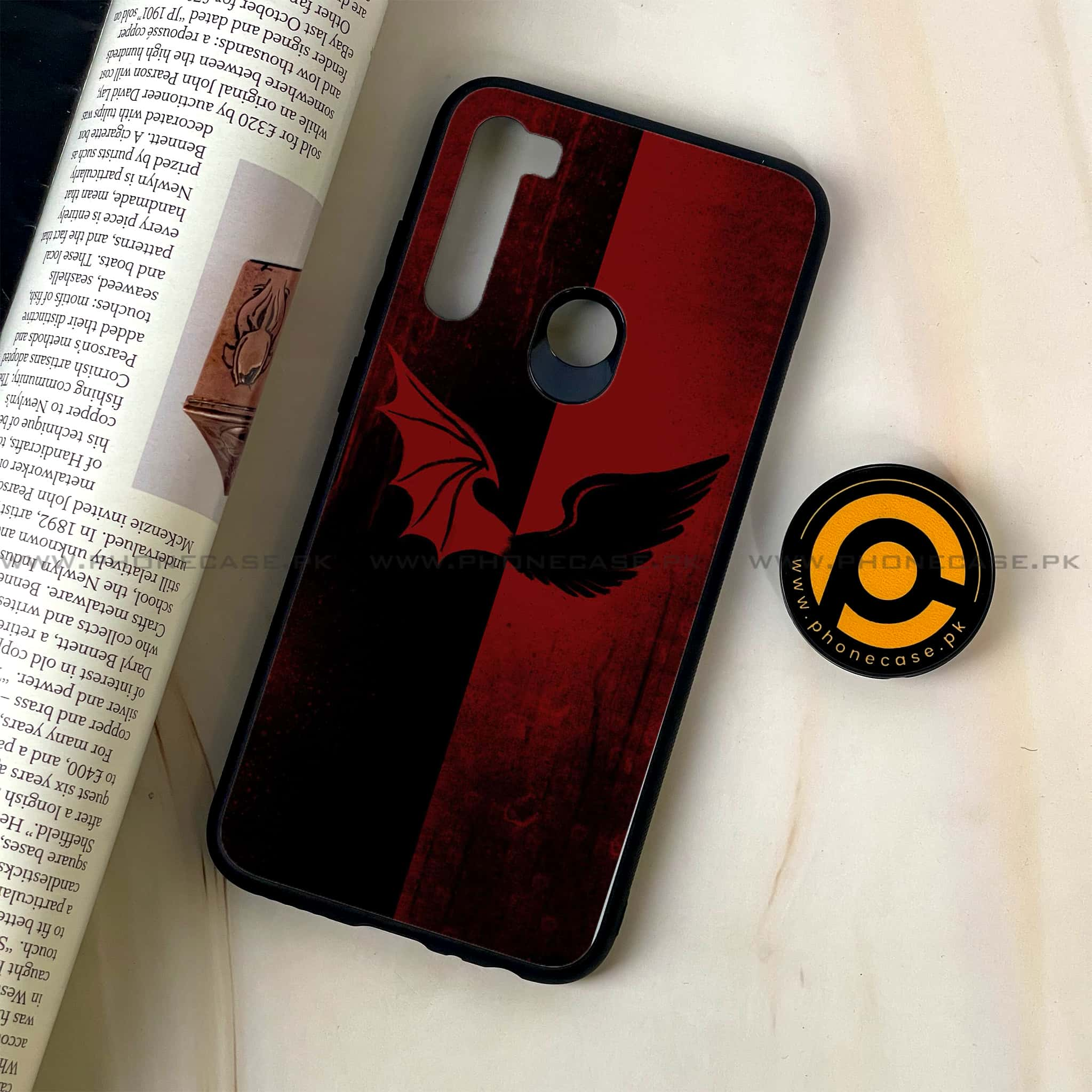 Redmi Note 8 - Angel Wings 2.0  Series - Premium Printed Glass soft Bumper shock Proof Case