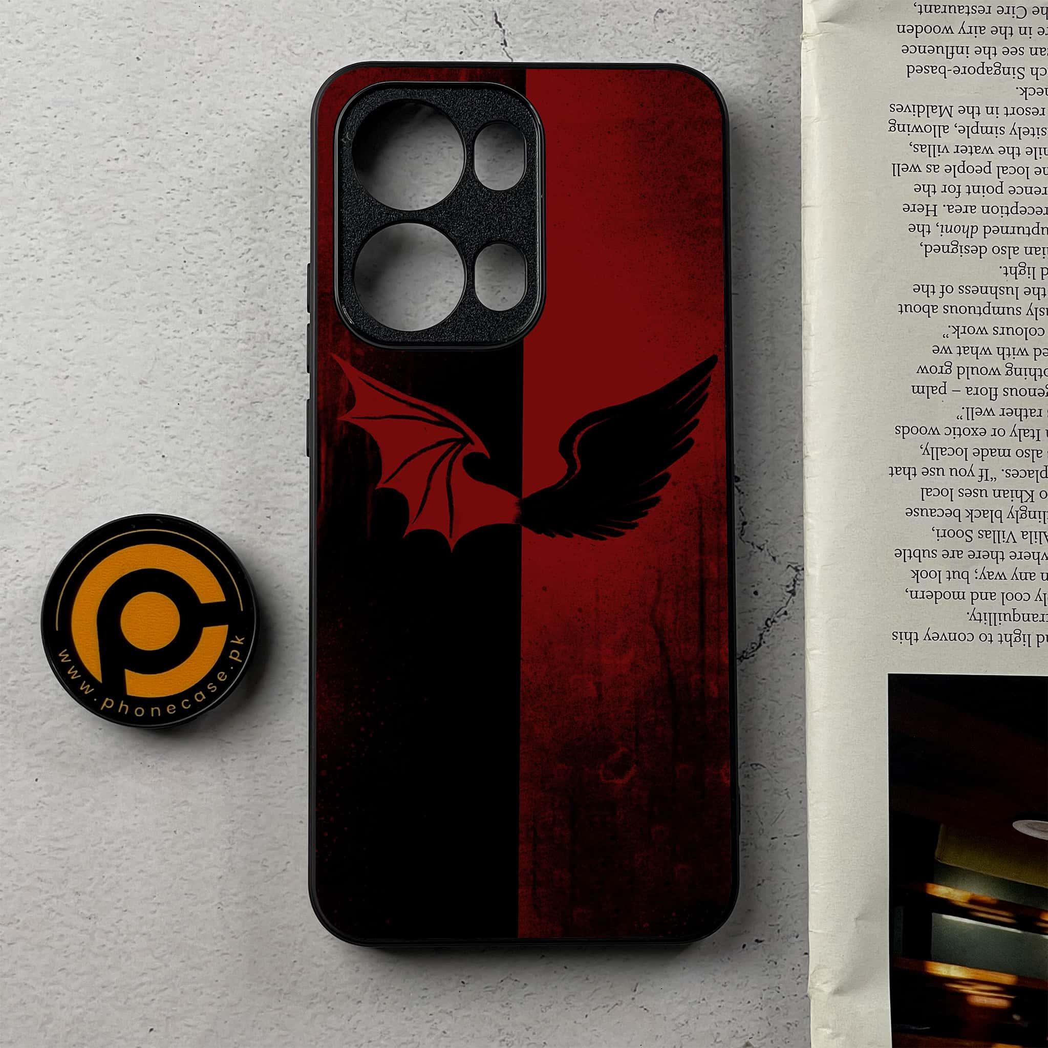 Oppo Reno 13 Pro - Angel Wings 2.0 Series - Premium Metal Printed Soft Bumper Shockproof Case