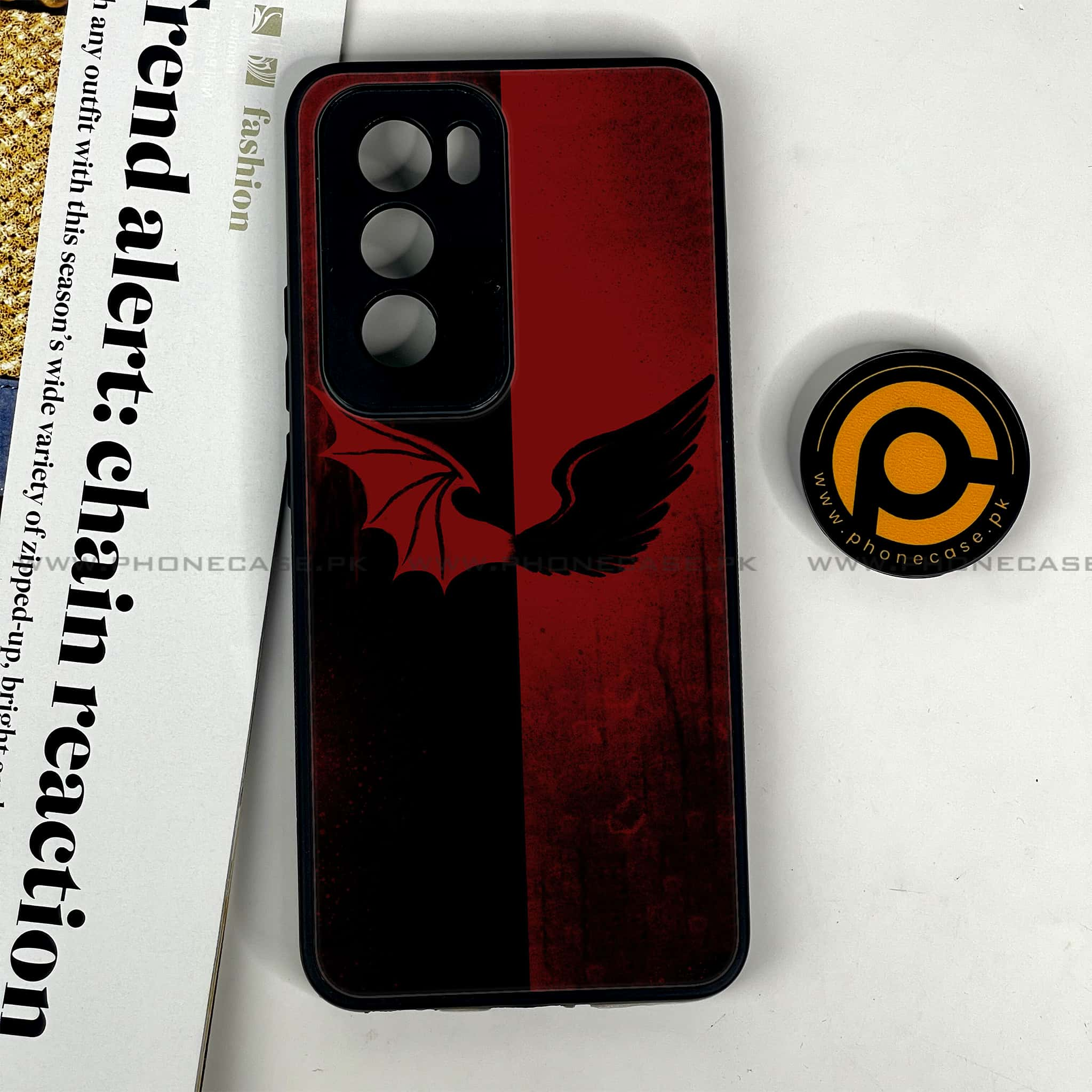 Oppo Reno 12 5G - Angel Wings 2.0 Series - Premium Printed Glass soft Bumper shock Proof Case