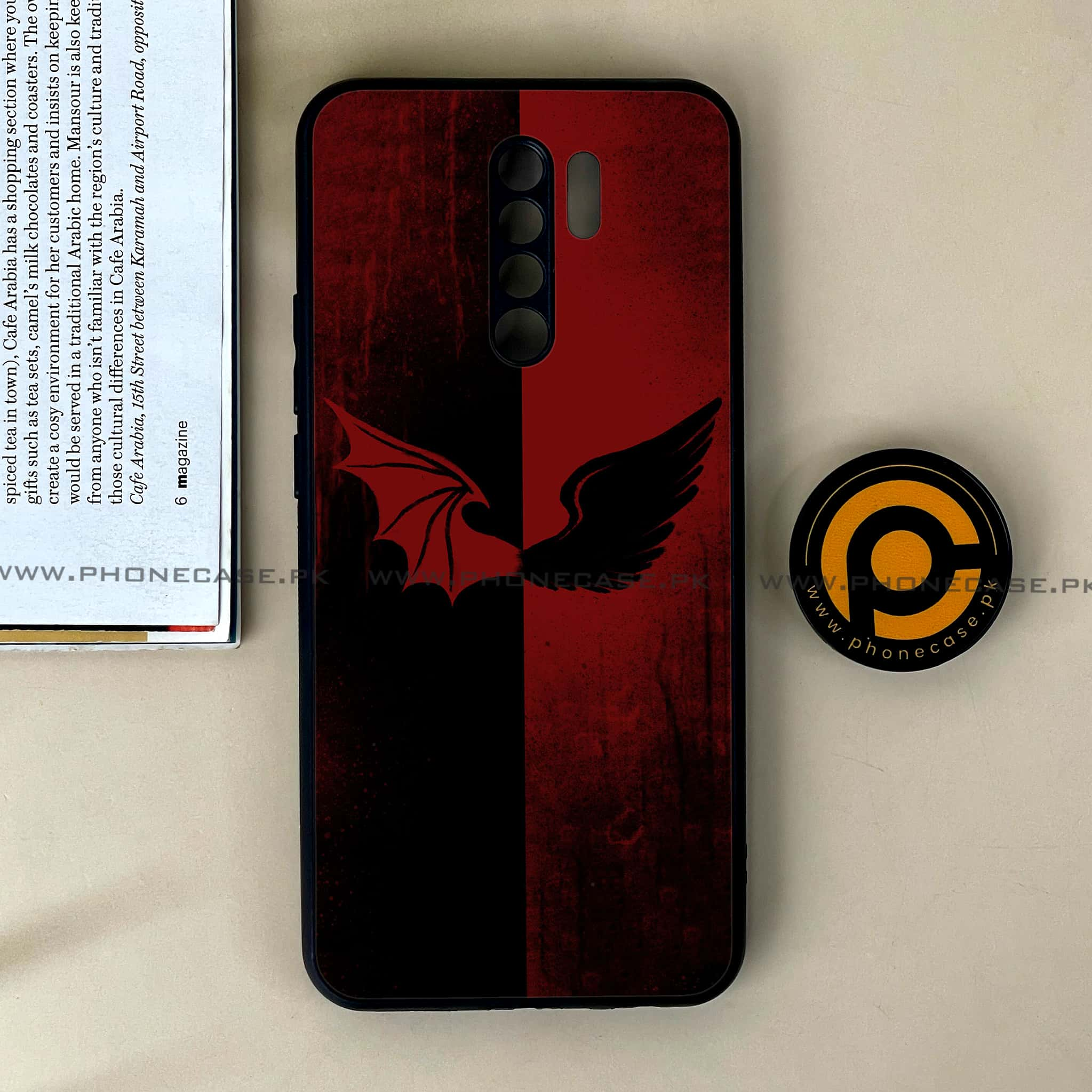 Xiaomi Redmi 9 - Angel Wings 2.0 Series - Premium Printed Glass soft Bumper shock Proof Case