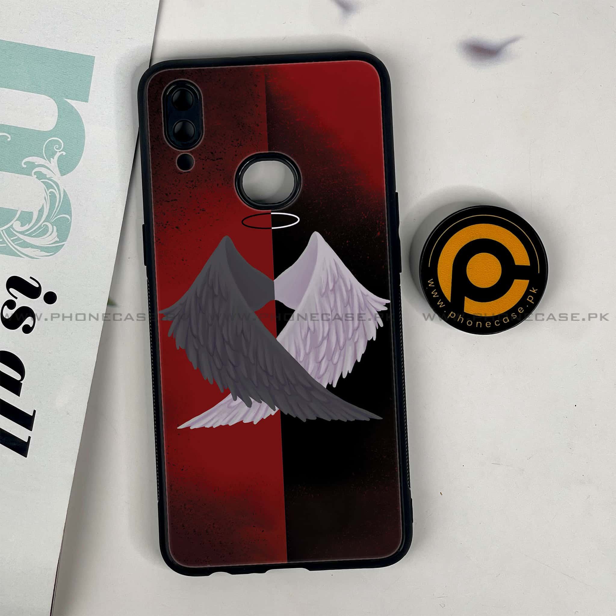 Galaxy A10s - Angel Wings 2.0 Series - Premium Printed Glass soft Bumper shock Proof Case