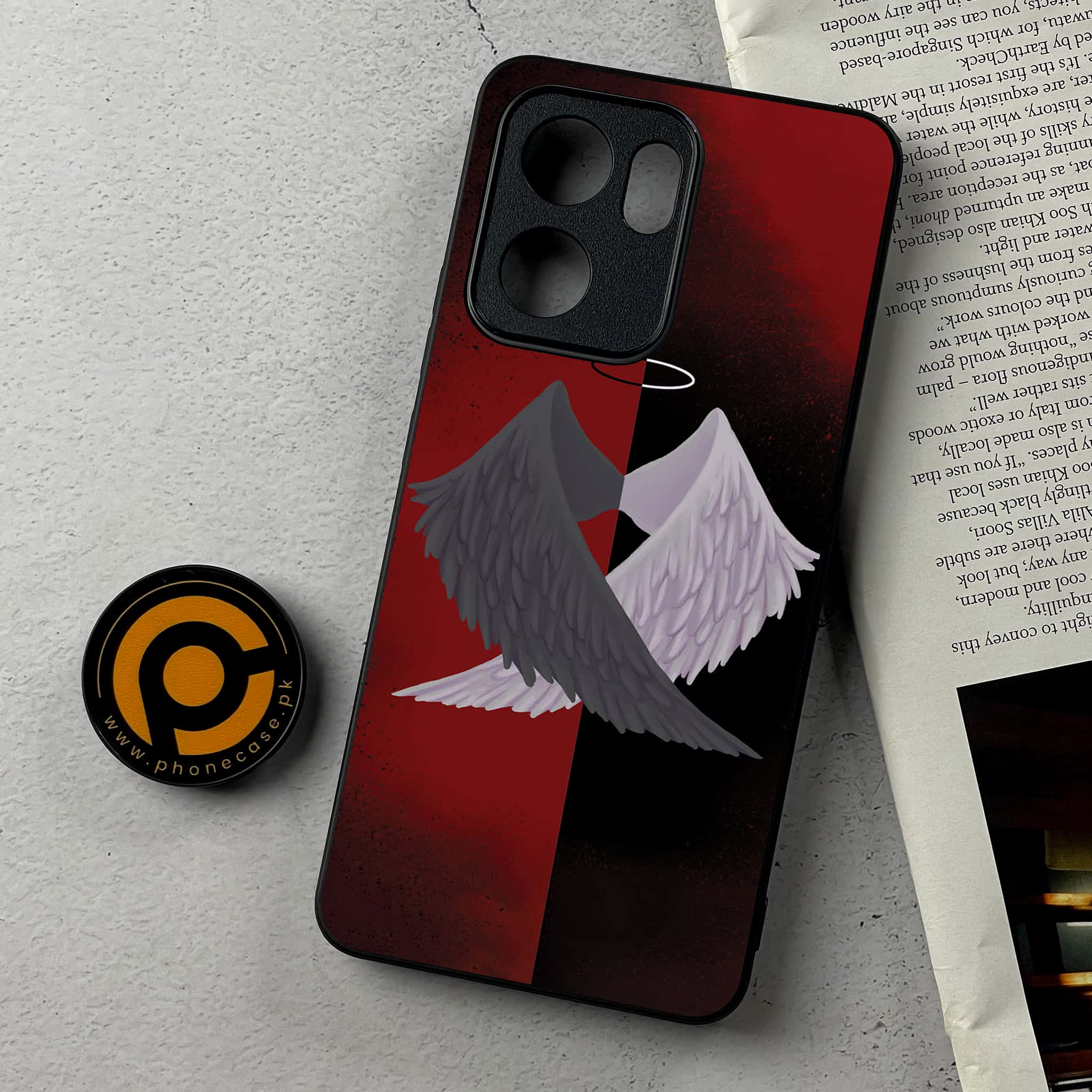 Oppo Reno 13F - Angel Wings 2.0 Series - Premium Metal Printed Soft Bumper Shockproof Case