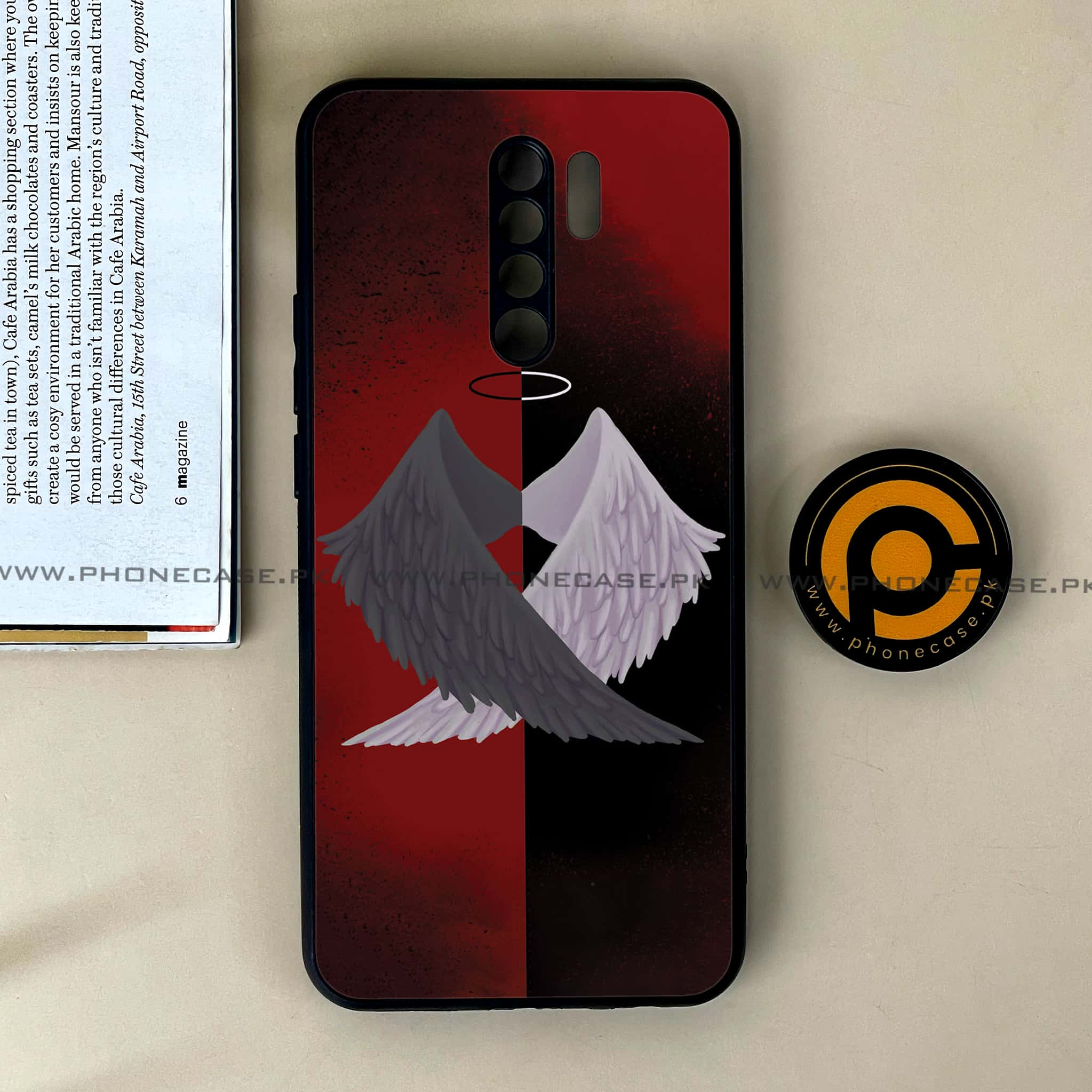 Xiaomi Redmi 9 - Angel Wings 2.0 Series - Premium Printed Glass soft Bumper shock Proof Case