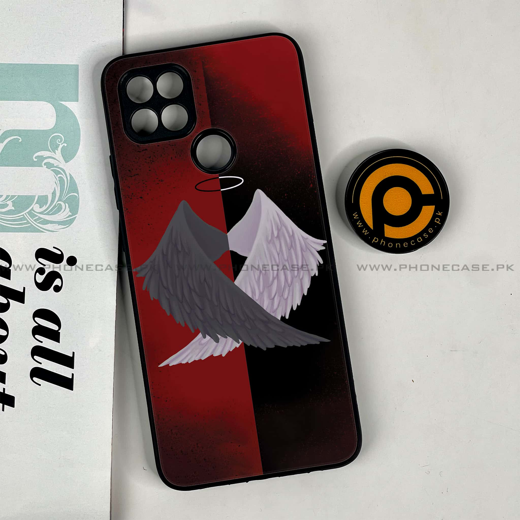 Oppo A15s - Angel Wings 2.0 Series - Premium Printed Glass soft Bumper shock Proof Case