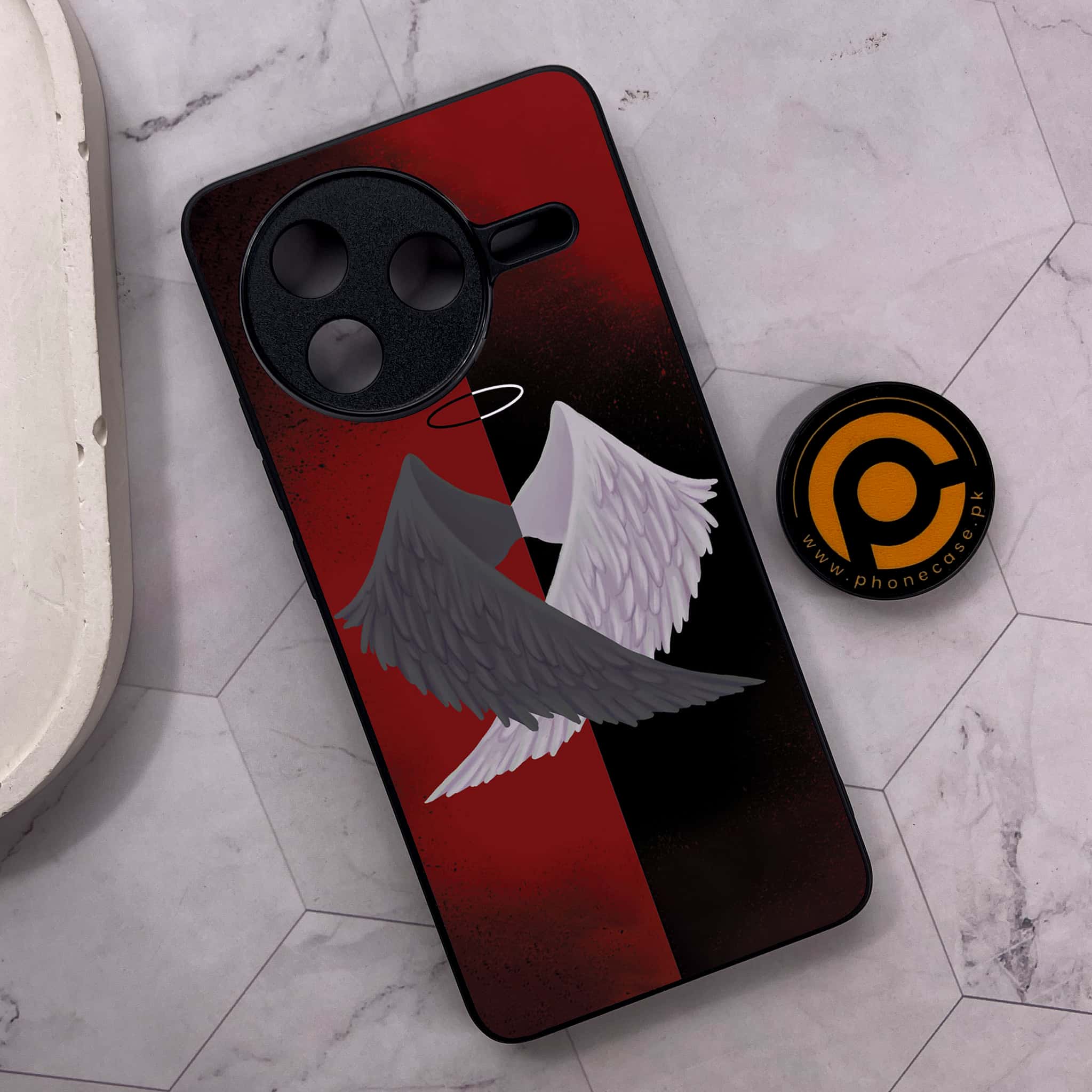 Xiaomi Poco F7 Pro 5G - Angel Wings 2.0 Series - Premium Metal Printed soft Bumper shock Proof Case