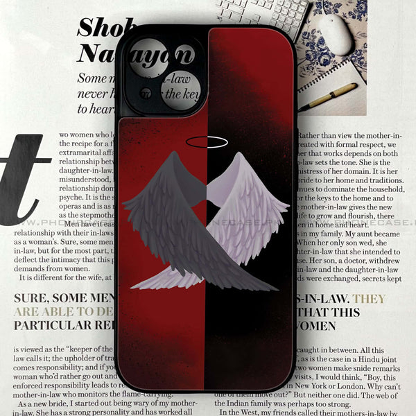 iPhone 13 - Angel Wings 2.0 Design 7  - Premium Metal Printed soft Bumper shock Proof Case CS-37906