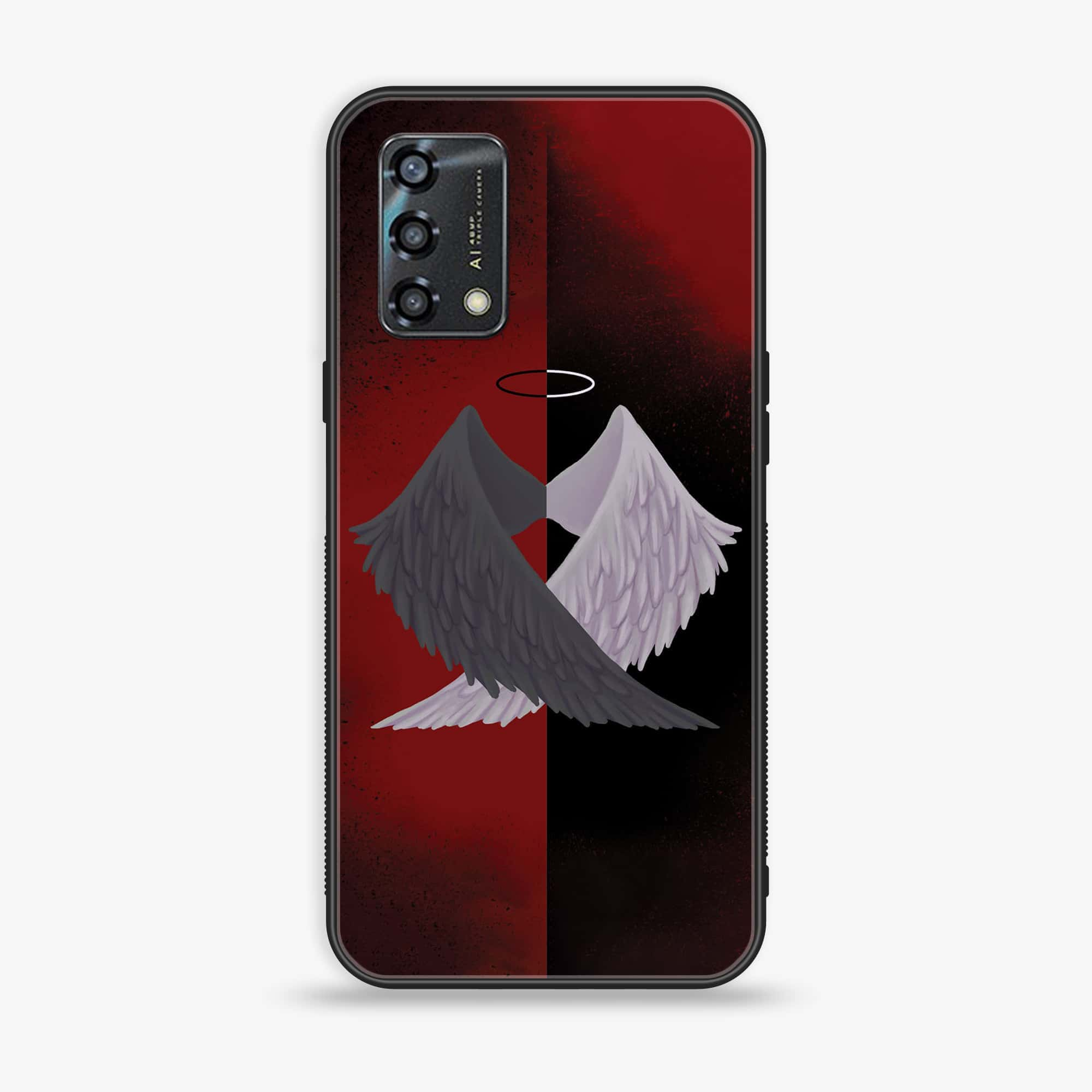 Oppo A95 - Angel Wings 2.0 Series - Premium Printed Glass soft Bumper shock Proof Case