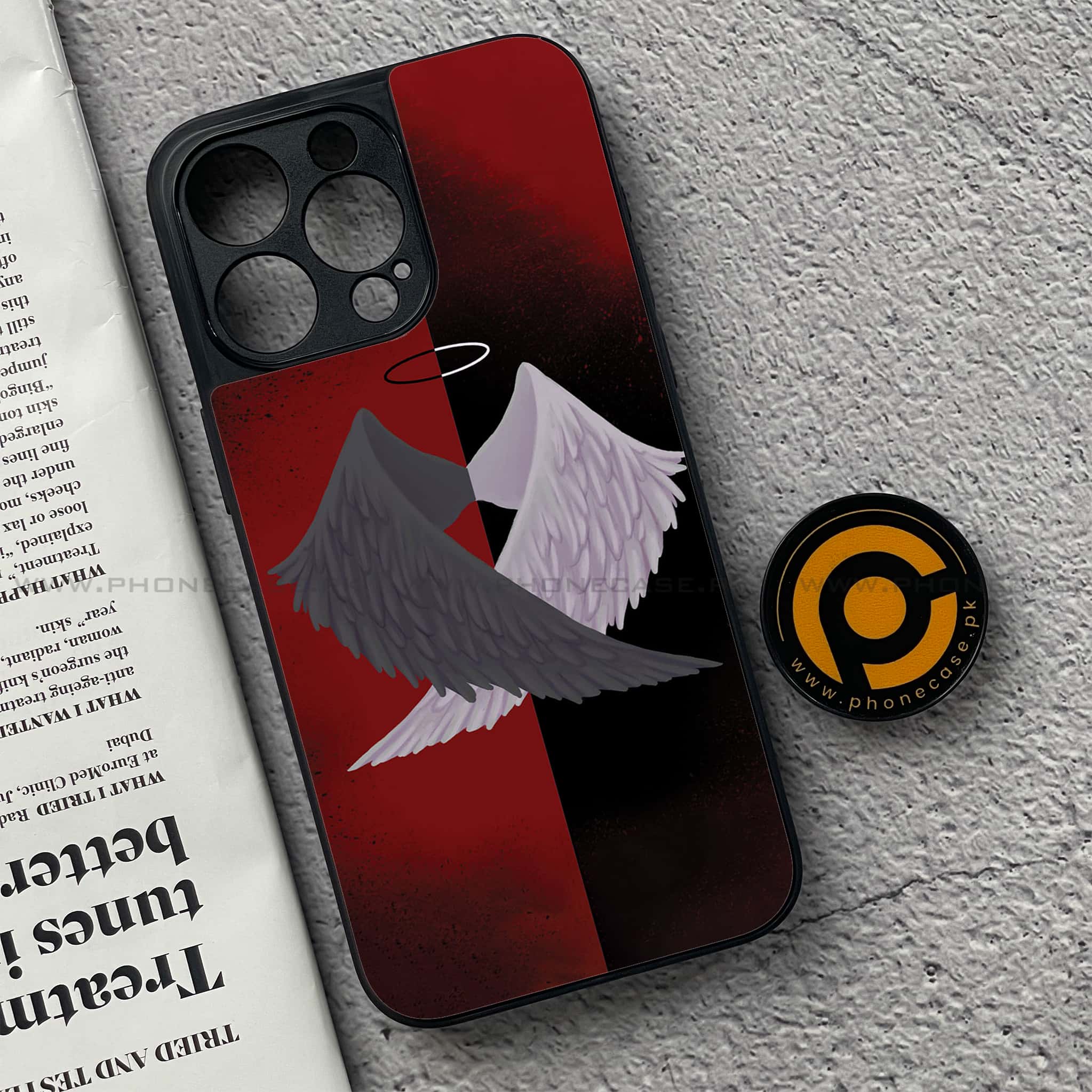 iPhone 15 Pro - Angel Wings 2.0 Series - Premium Printed Glass soft Bumper shock Proof Case
