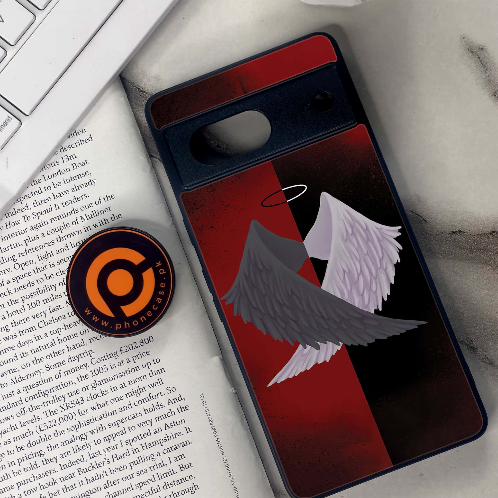 Google Pixel 7 - Angel Wings 2.0 Series - Premium Metal Printed soft Bumper Shock Proof Case