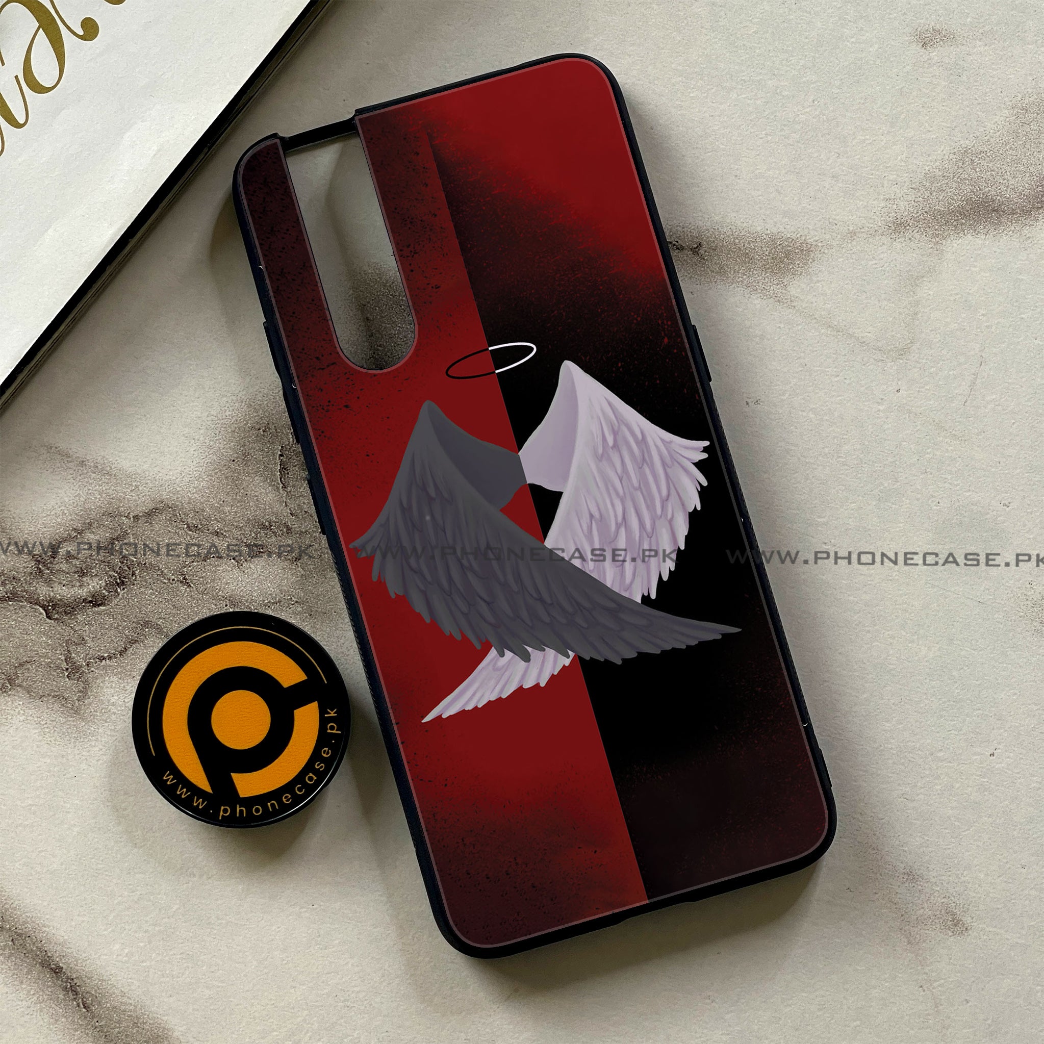 Vivo V15 Pro - Angel Wings 2.0 Series - Premium Printed Glass soft Bumper shock Proof Case