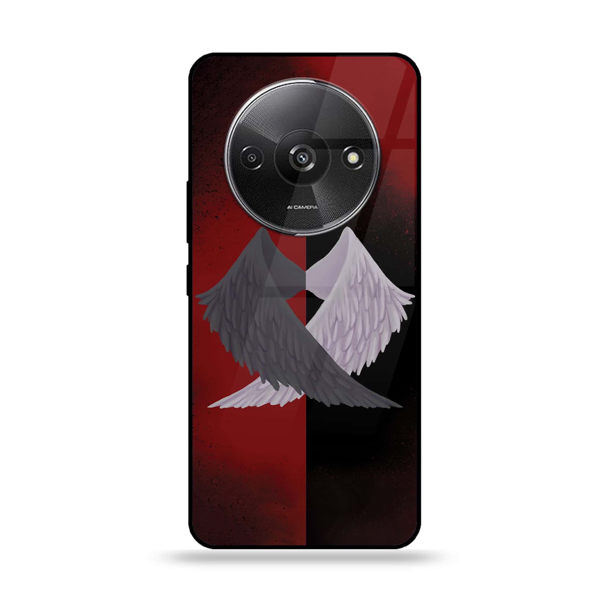 Xiaomi Redmi A3 - Angel Wings 2.0 Series - Premium Printed Glass soft Bumper shock Proof Case