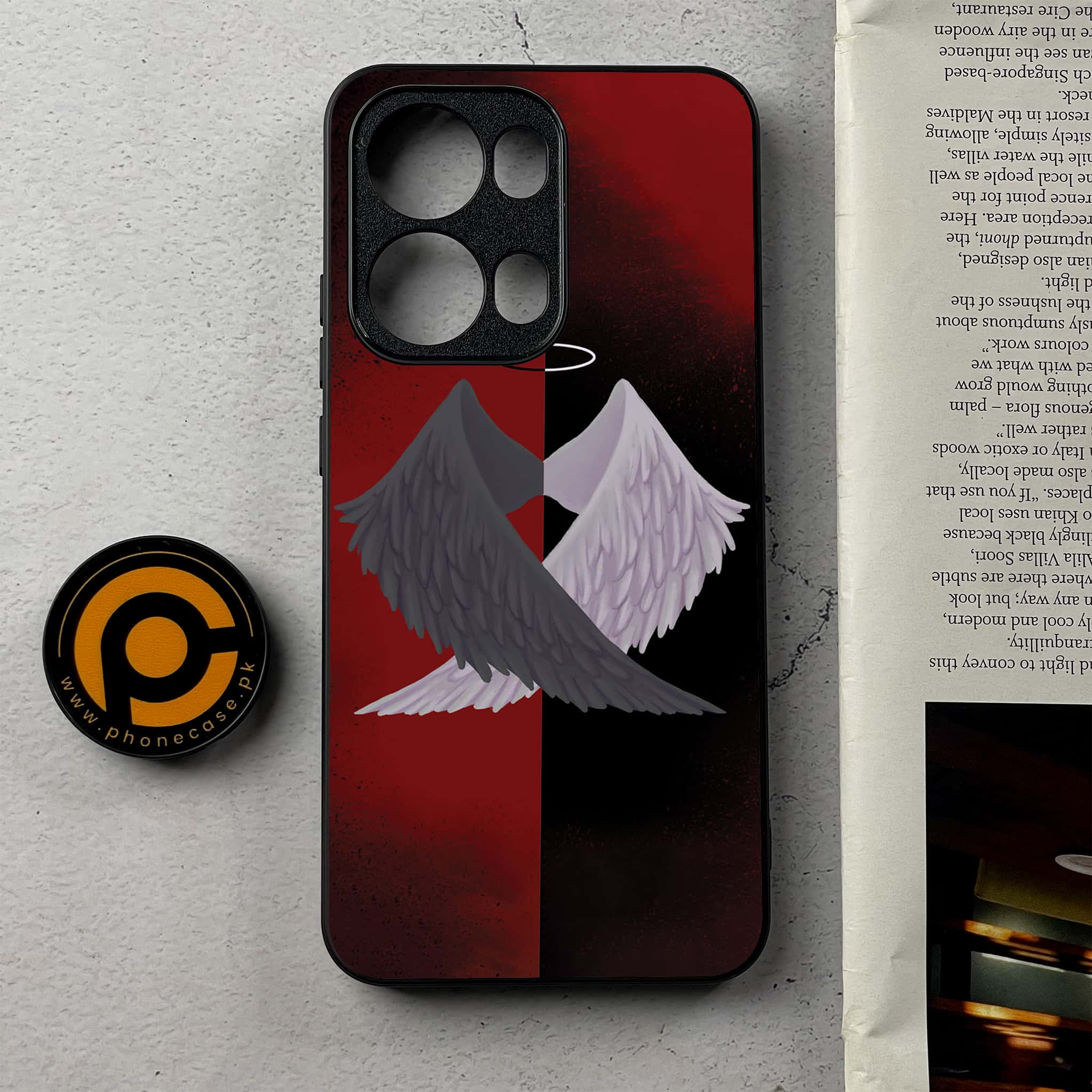 Oppo Reno 13 Pro - Angel Wings 2.0 Series - Premium Metal Printed Soft Bumper Shockproof Case