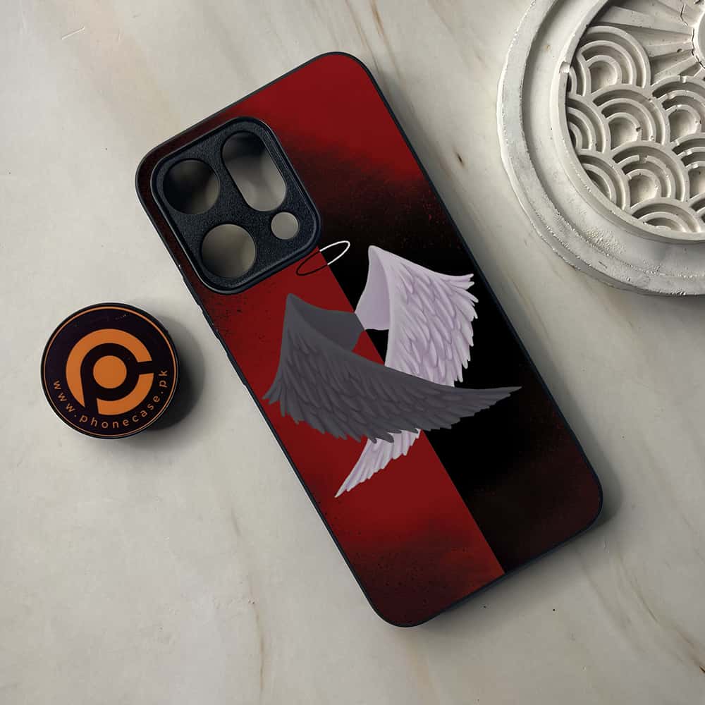 Oppo Reno 14 5G - Angel Wings 2.0 Series - Premium Metal Printed soft Bumper shock Proof Case