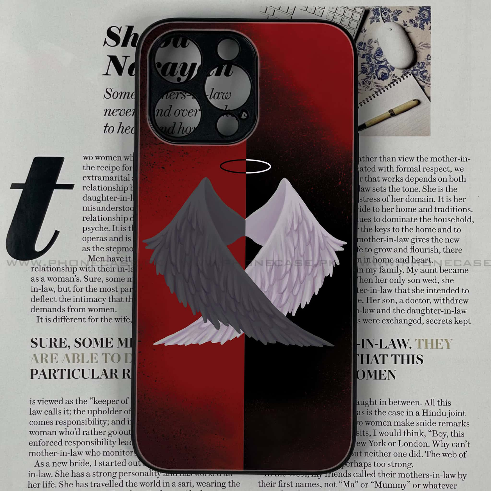 iPhone 15 Pro - Angel Wings 2.0 Series - Premium Printed Glass soft Bumper shock Proof Case