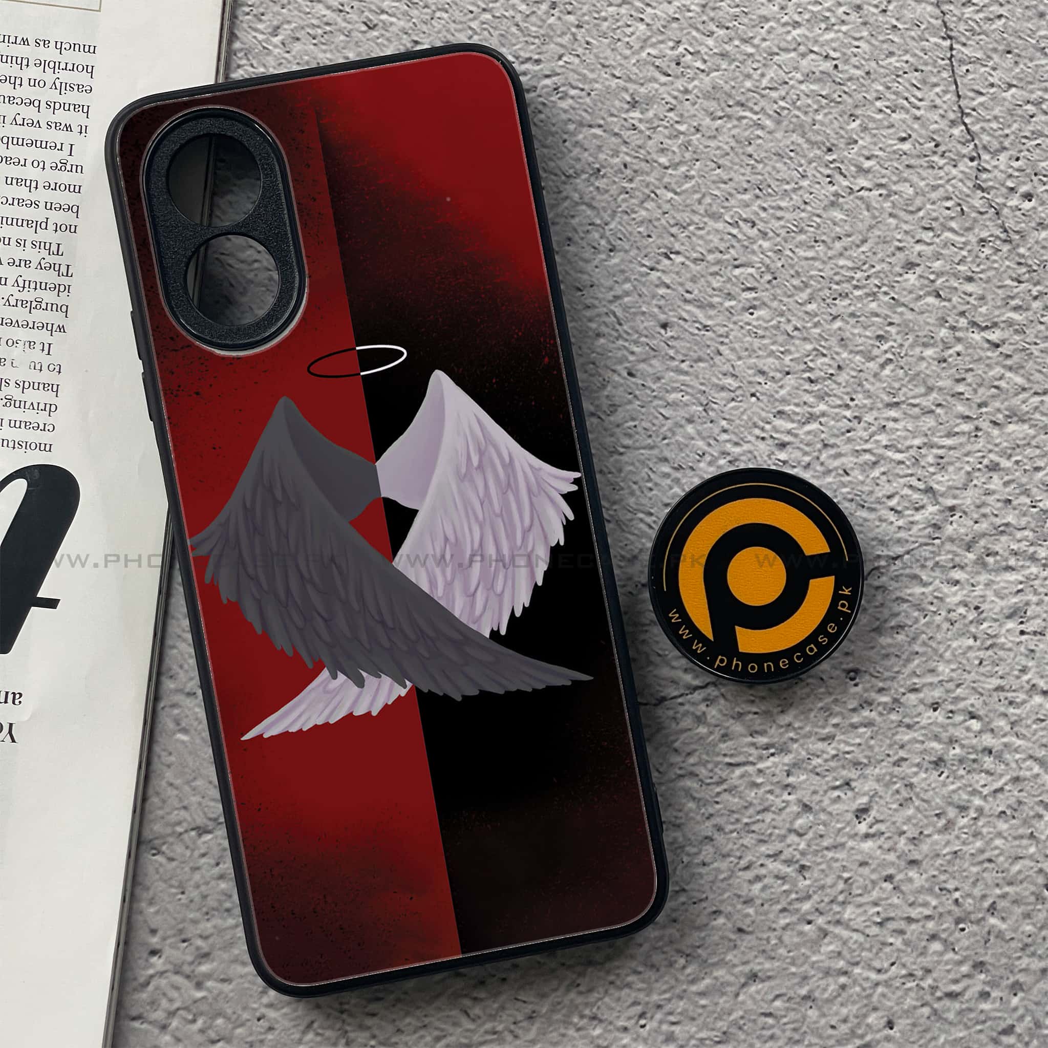 Oppo A18 4G - Angel Wings 2.0 Series - Premium Printed Glass soft Bumper shock Proof Case
