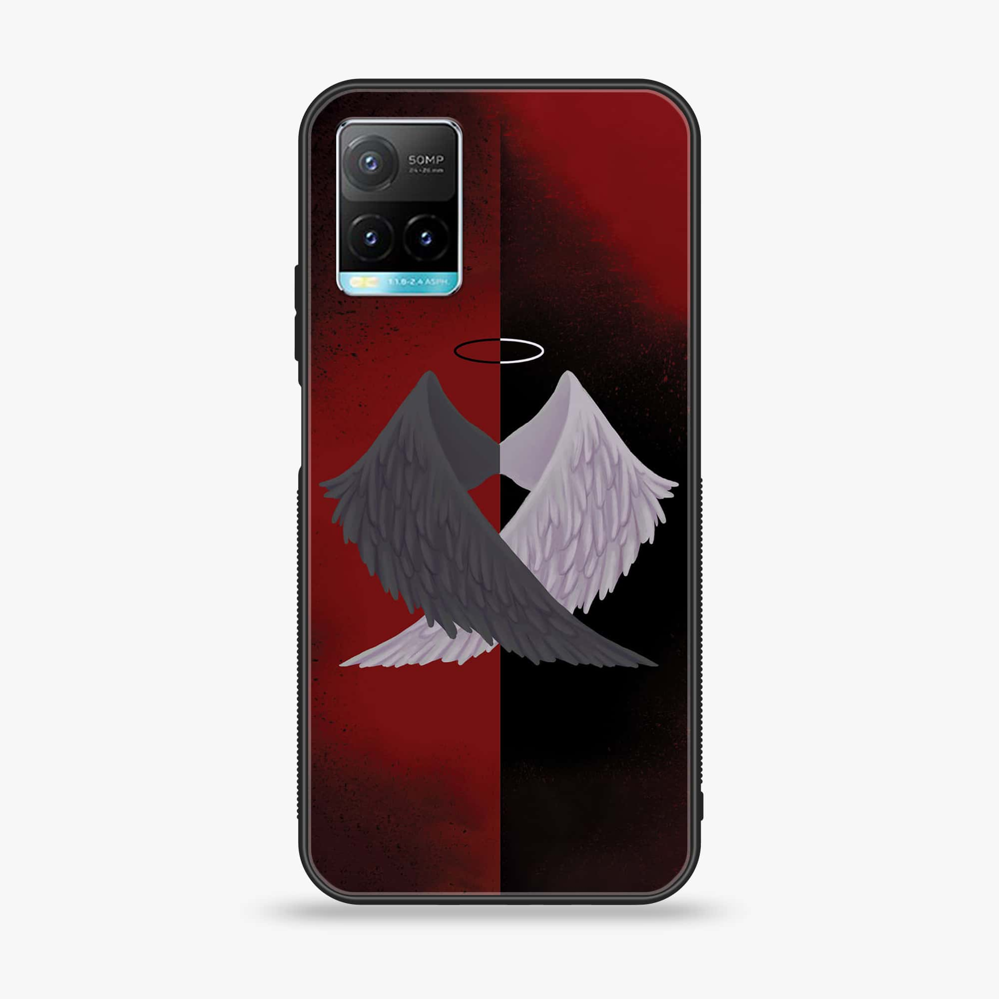 Vivo Y33T - Angel wings 2.0 Series - Premium Printed Glass soft Bumper shock Proof Case