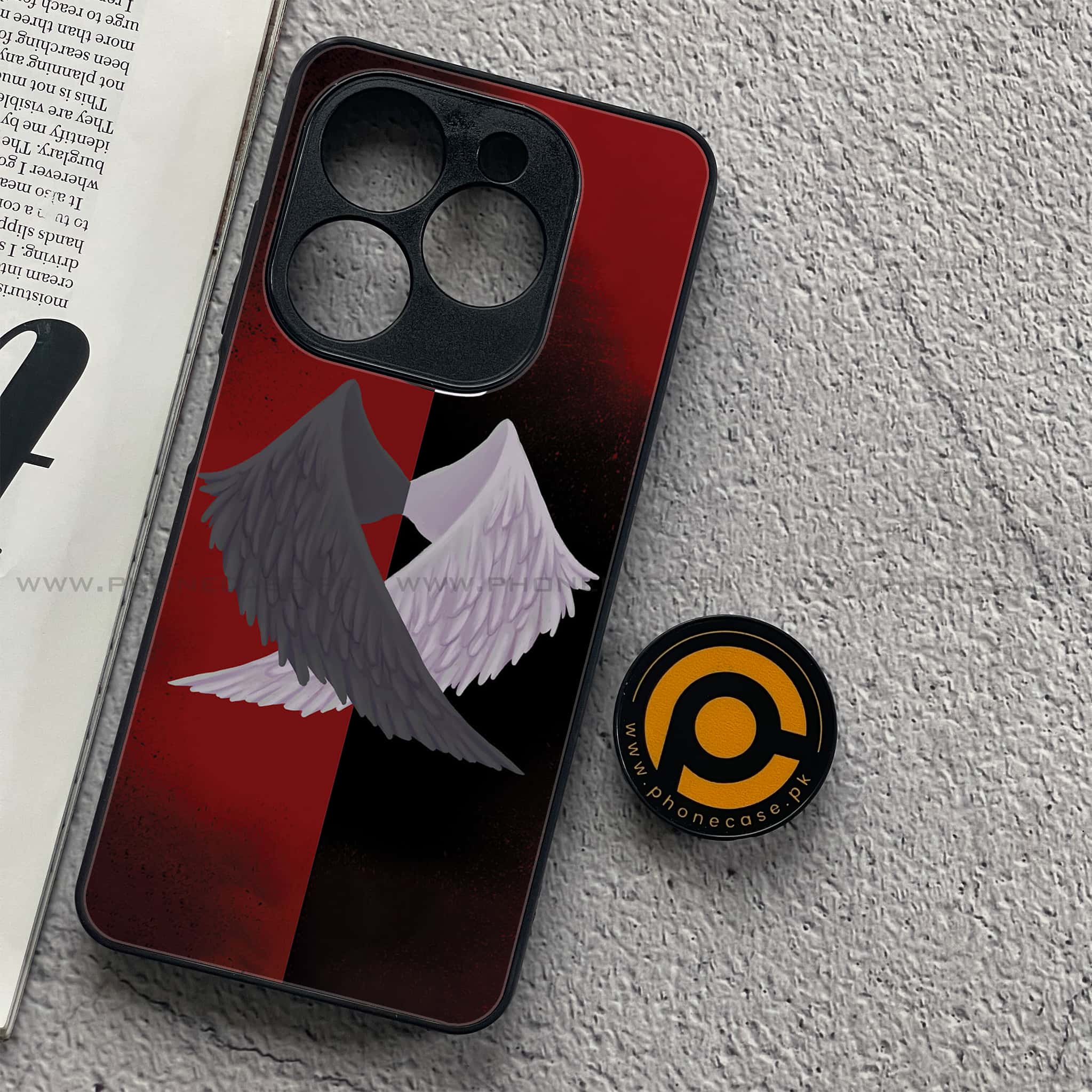 Tecno Spark 20C - Angel Wings 2.0 Series - Premium Printed Glass soft Bumper shock Proof Case