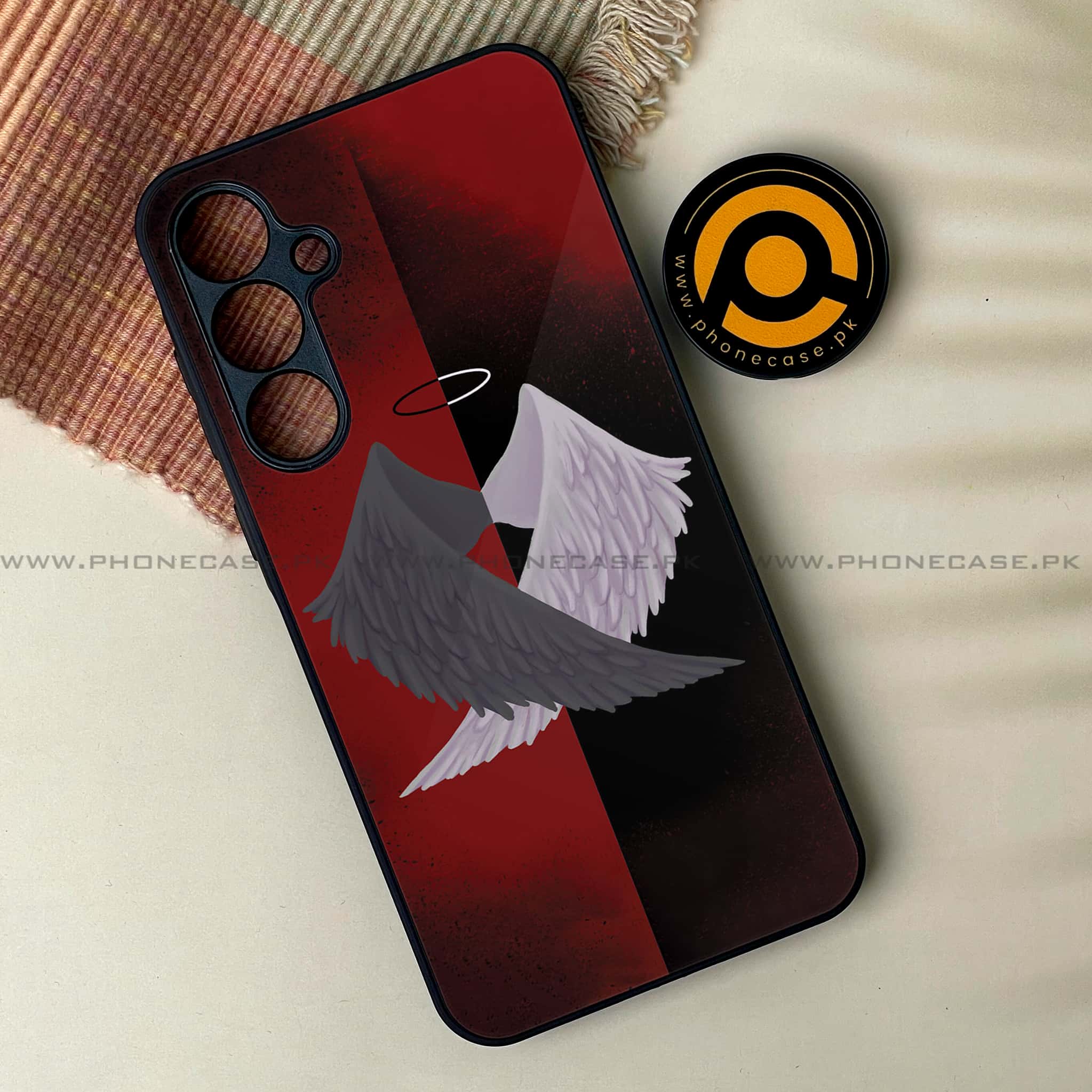 Samsung Galaxy A34 - Angel Wings 2.0 Series - Premium Printed Glass soft Bumper shock Proof Case