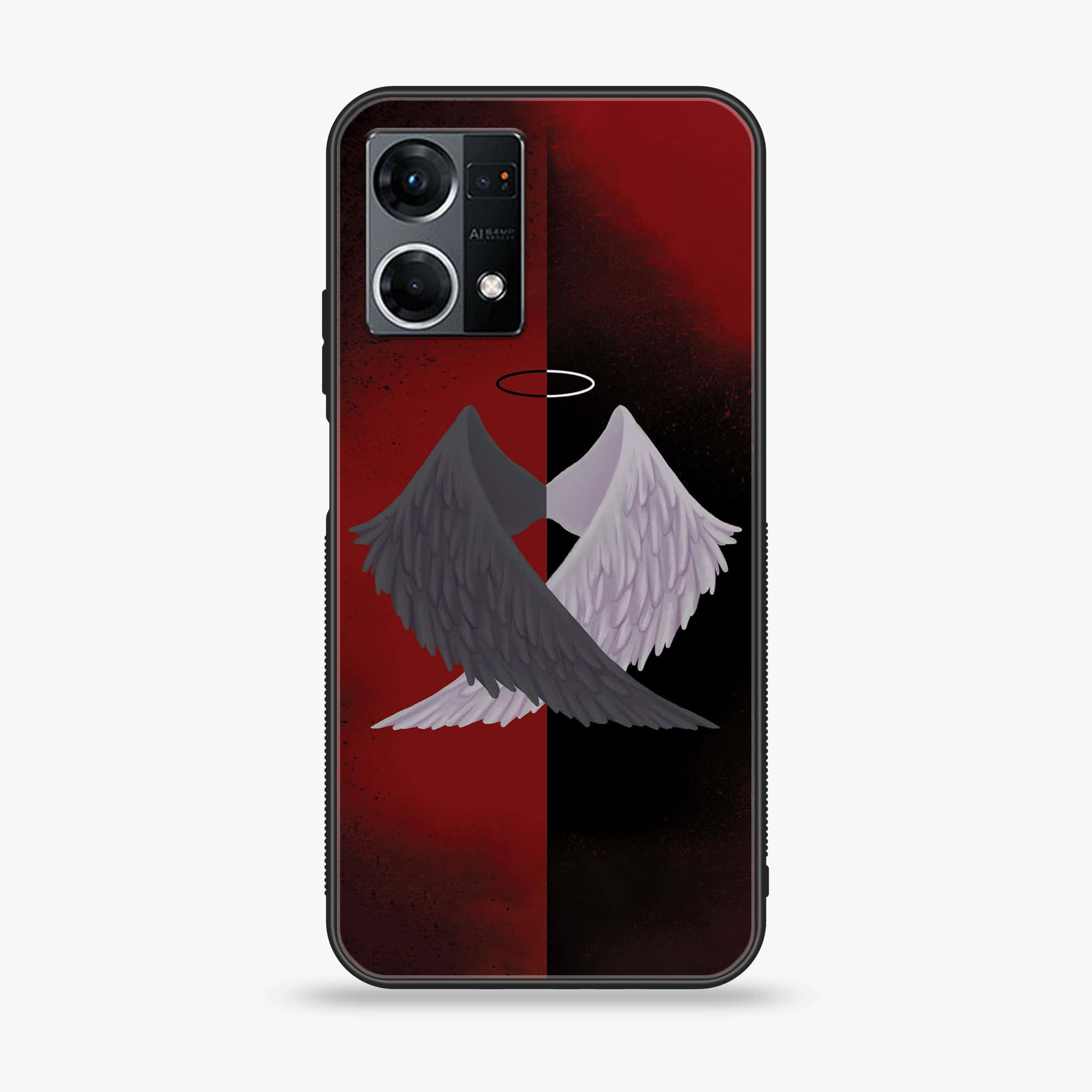 Oppo Reno 7 - Angel Wings 2.0 Series - Premium Printed Glass soft Bumper shock Proof Case