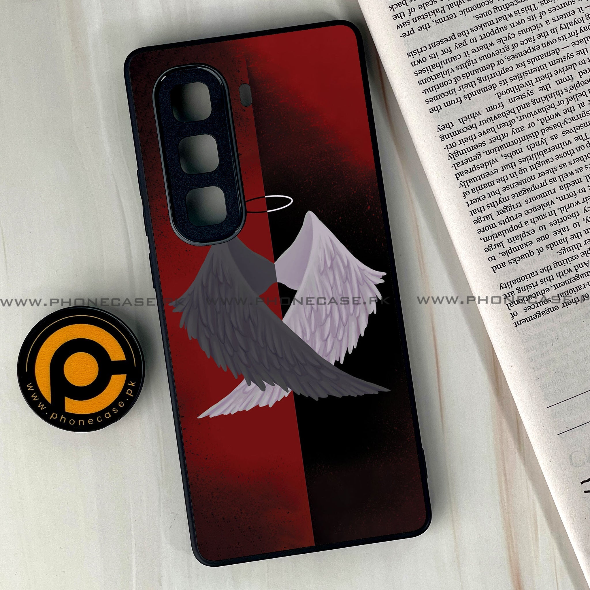 Infinix Hot 60  - Angel Wings 2.0 Series - Premium Metal Printed soft Bumper shock Proof Case