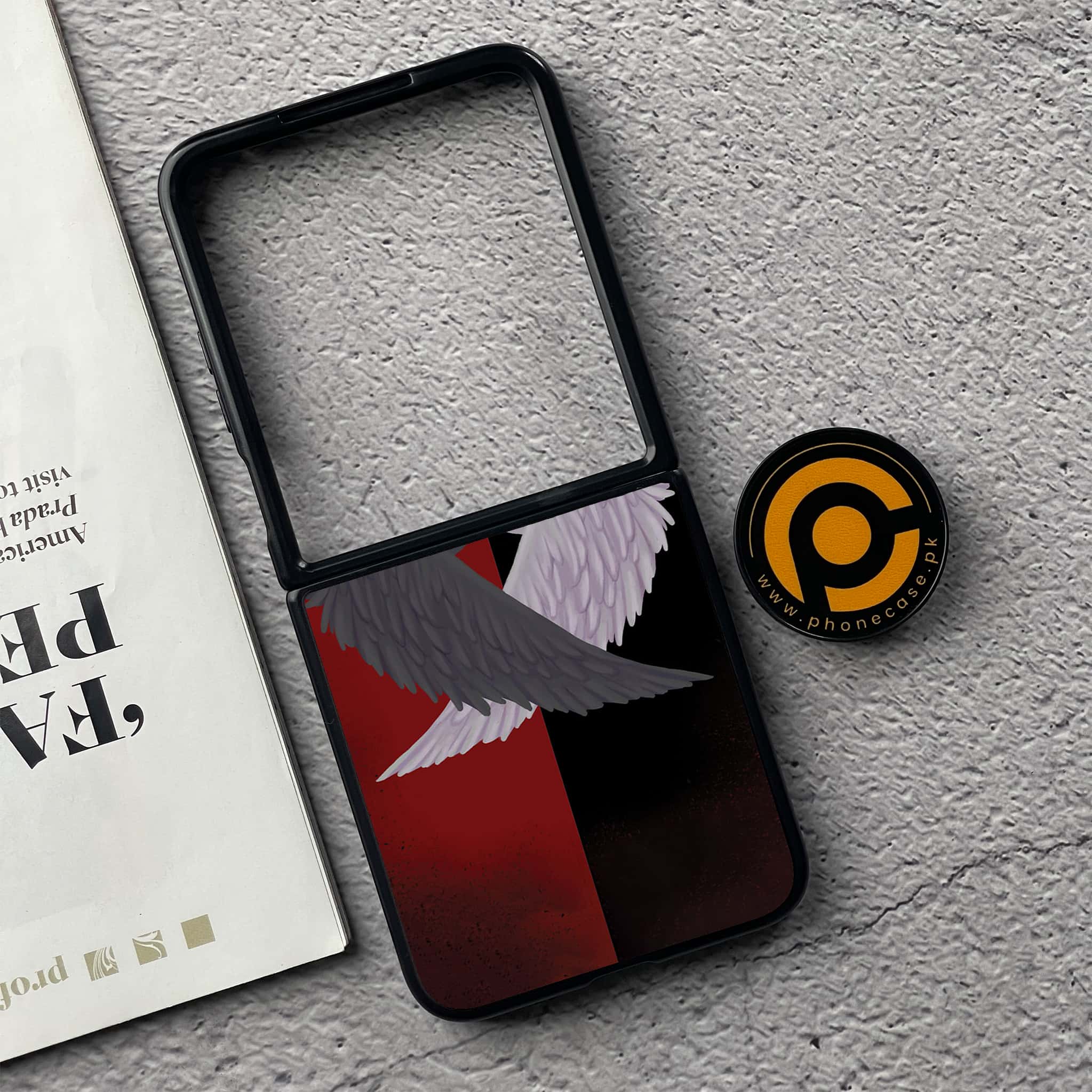 Xiaomi Mix Flip - Angel Wings 2.0 Series - Premium Printed Glass soft Bumper shock Proof Case