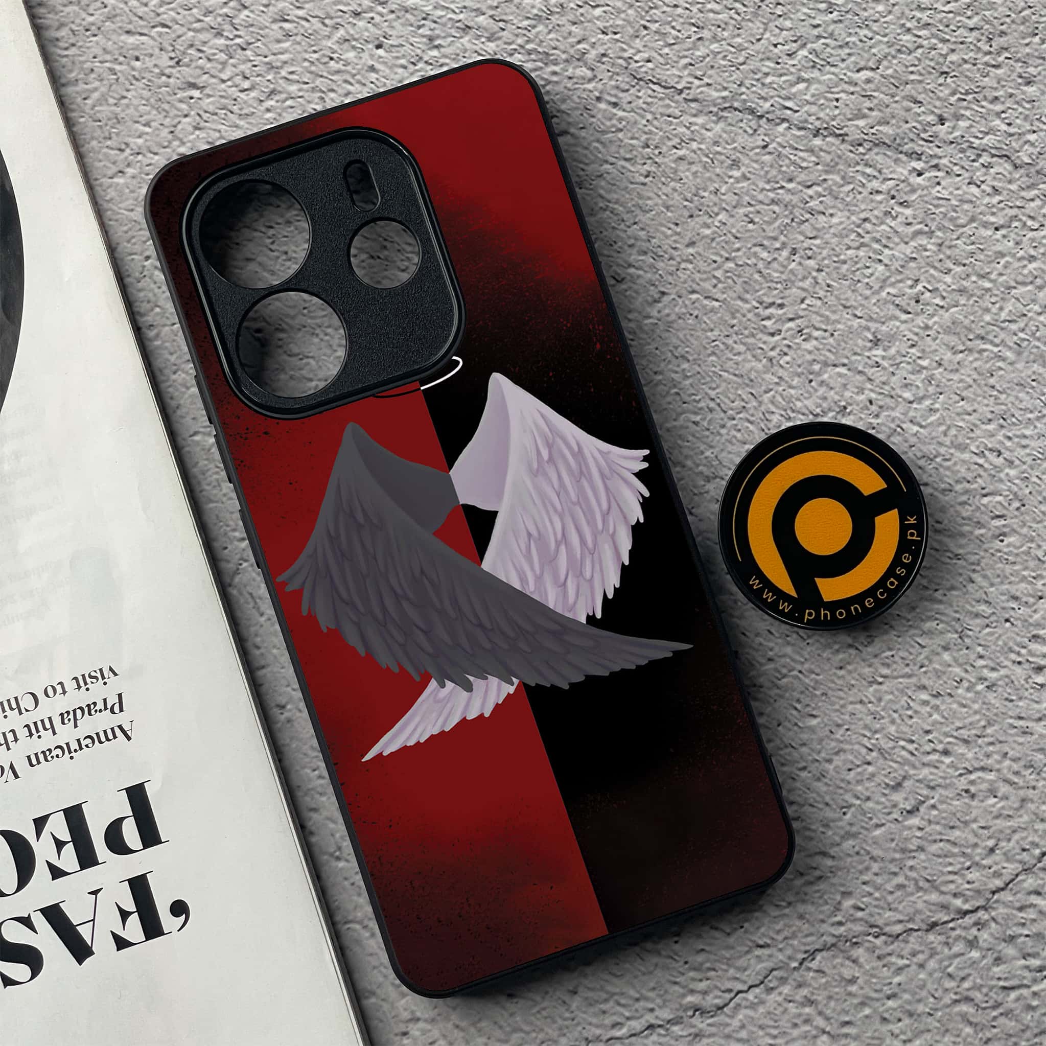 Xiaomi Redmi Note 14 - Angel Wings 2.0 Series - Premium Printed Glass soft Bumper shock Proof Case