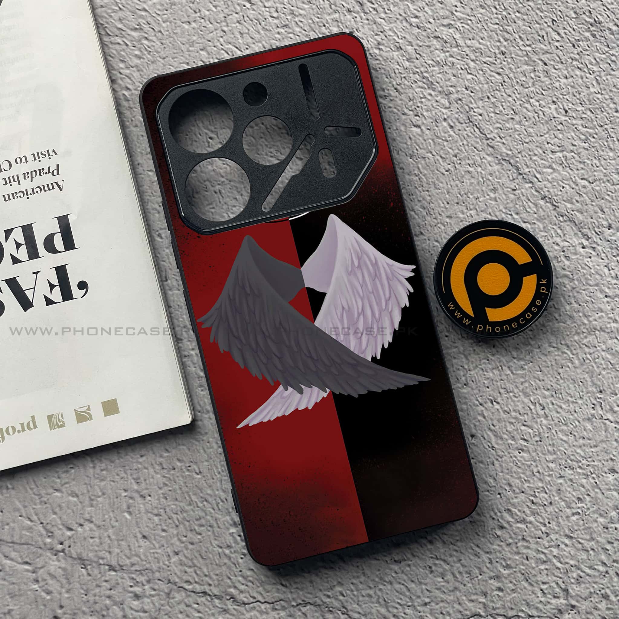 Tecno Pova 6 Pro - Angel Wings 2.0 Series - Premium Printed Glass soft Bumper shock Proof Case