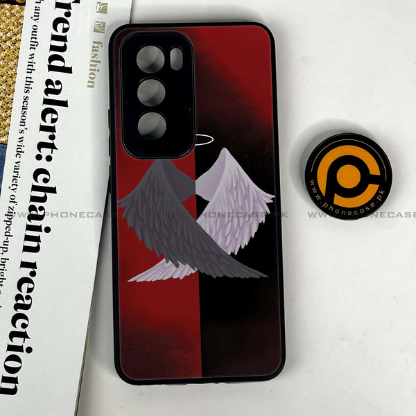 Oppo Reno 12 5G - Angel Wings 2.0 Design 7 - Premium Printed Glass soft Bumper shock Proof Case CS-17893