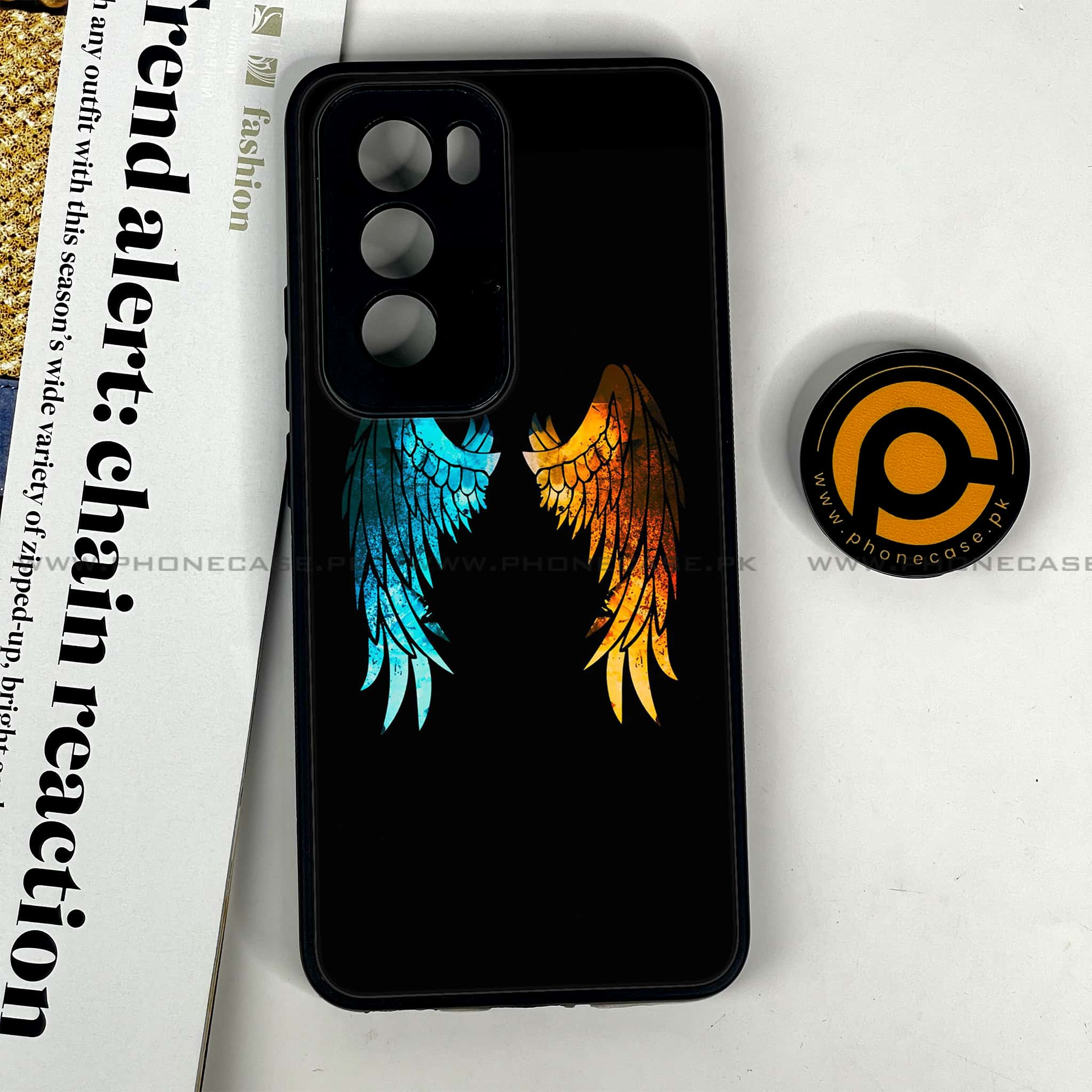 Oppo Reno 12 5G - Angel Wings 2.0 Series - Premium Printed Glass soft Bumper shock Proof Case