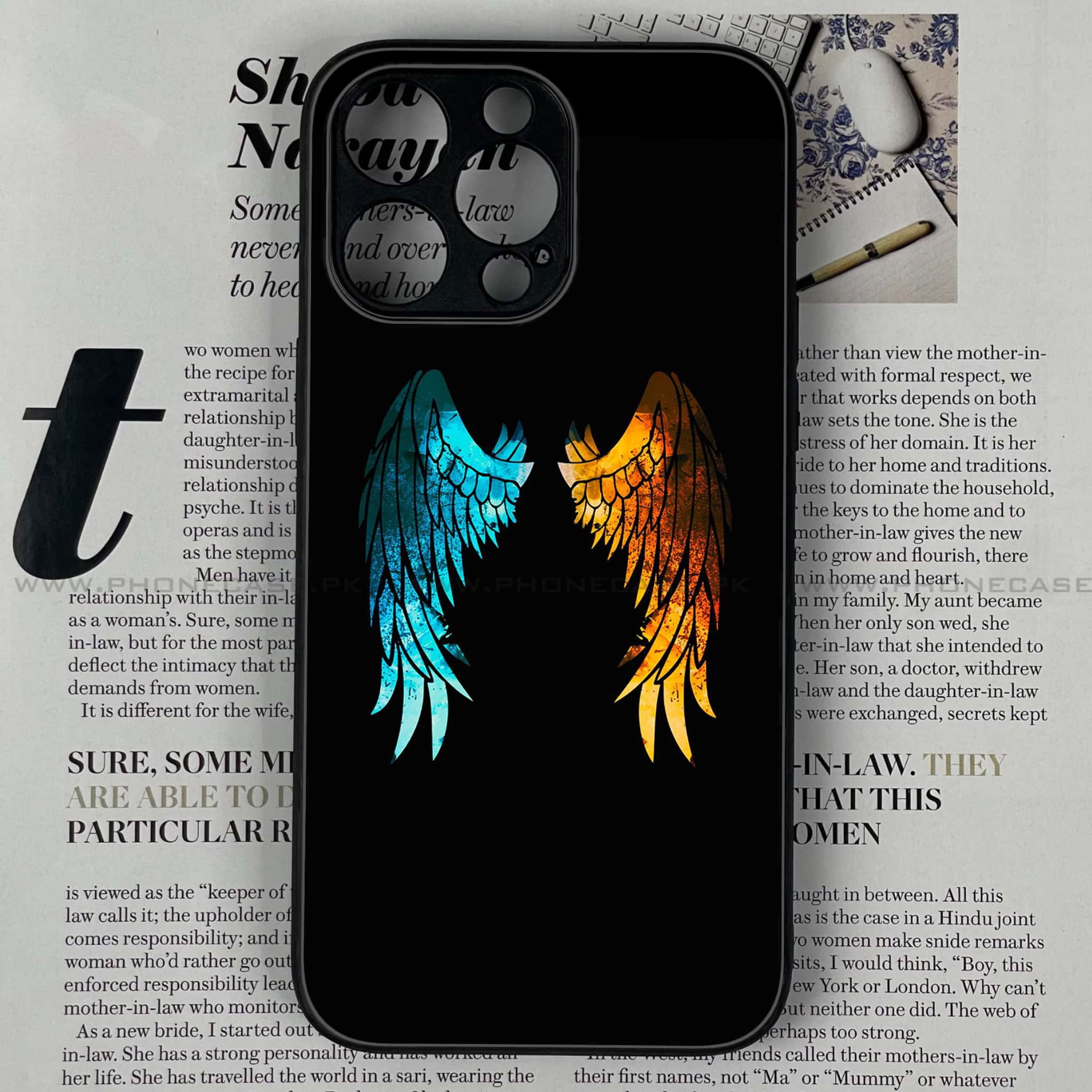 iPhone 16 Pro Max - Angel Wings 2.0 Series - Premium Printed Glass soft Bumper shock Proof Case