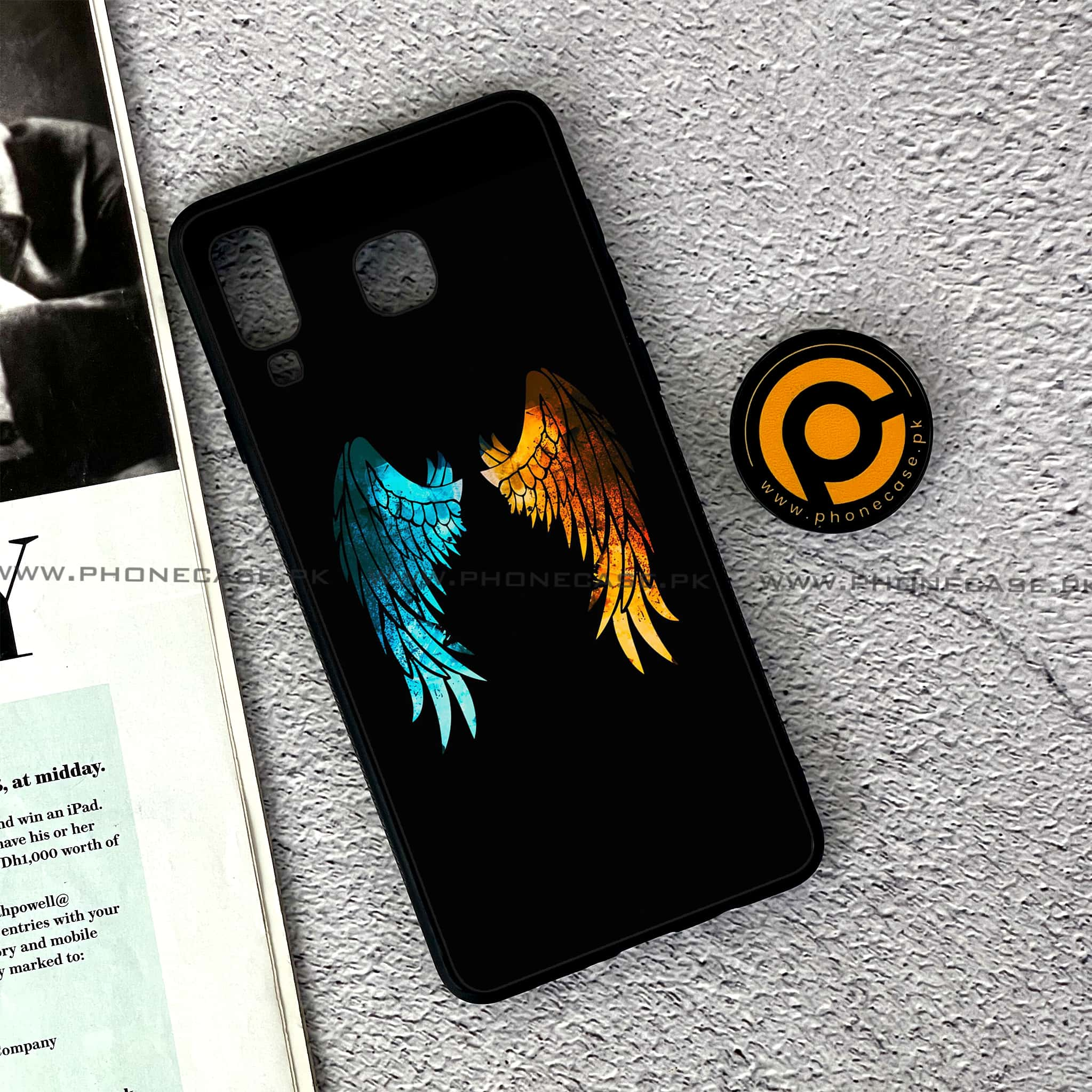 Samsung Galaxy A8 Star(A9 Star) - Angel Wings 2.0 Series - Premium Printed Glass soft Bumper shock Proof Case