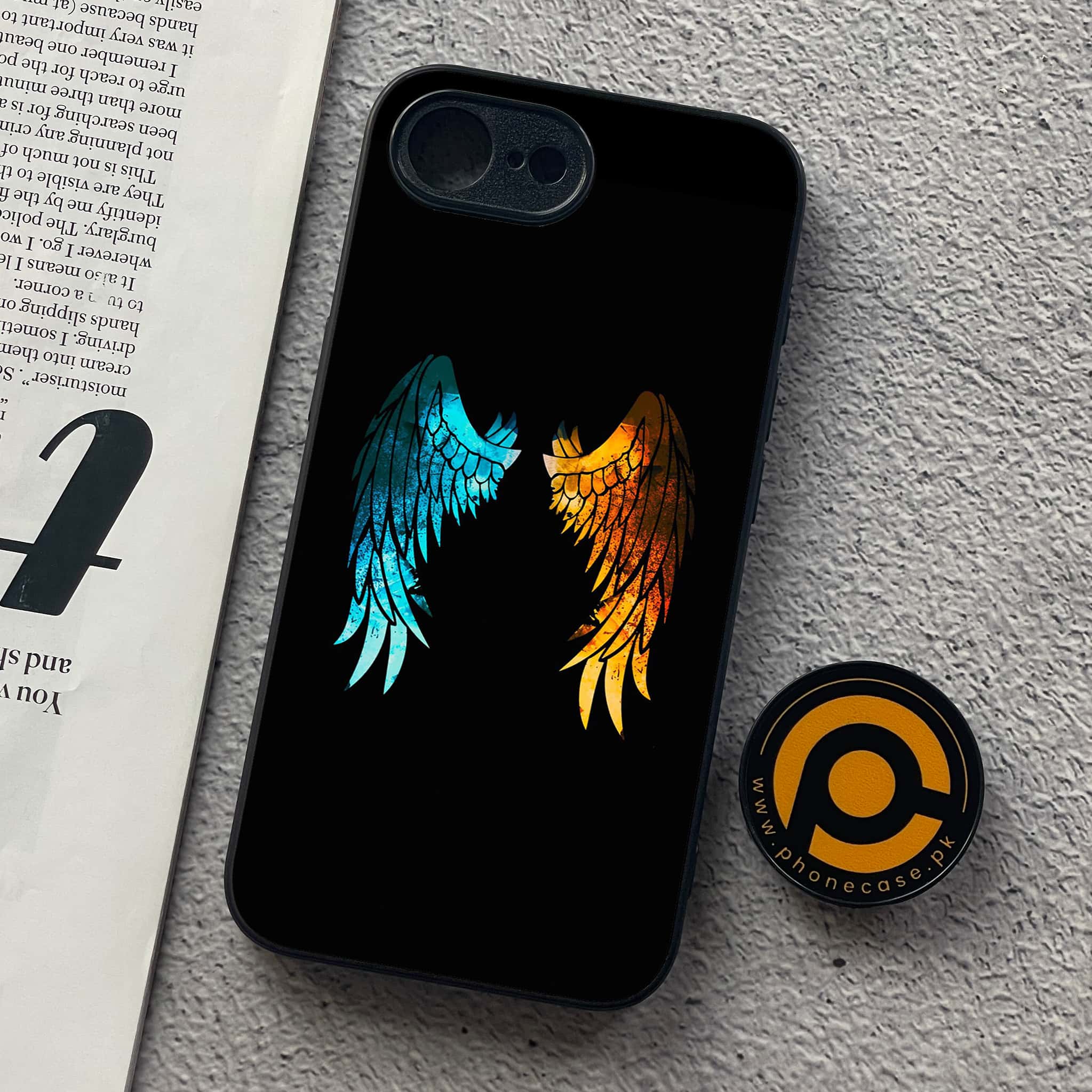 iPhone 16e - Angel Wings 2.0 Series - Premium Metal  Printed soft Bumper shock Proof Case