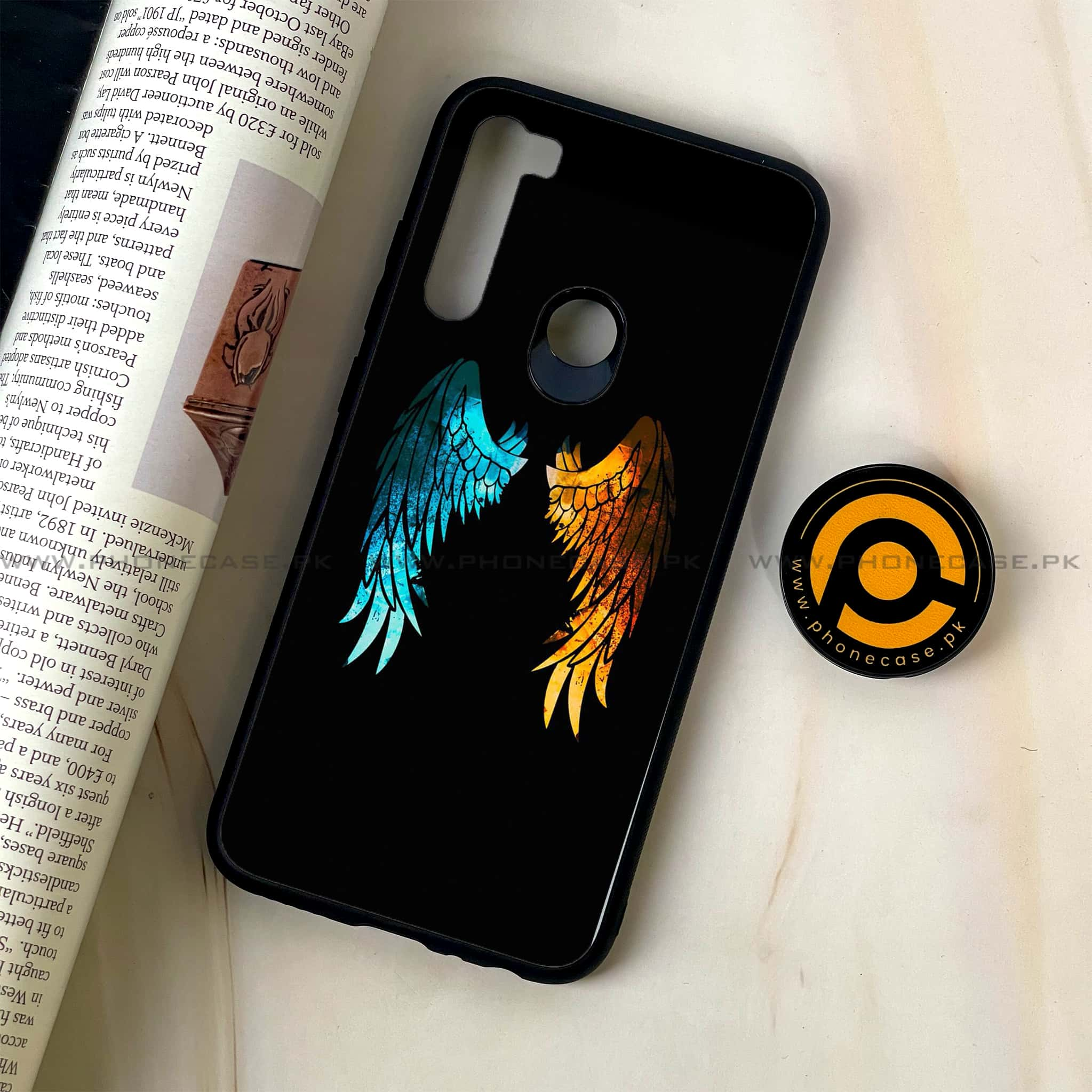 Redmi Note 8 - Angel Wings 2.0  Series - Premium Printed Glass soft Bumper shock Proof Case