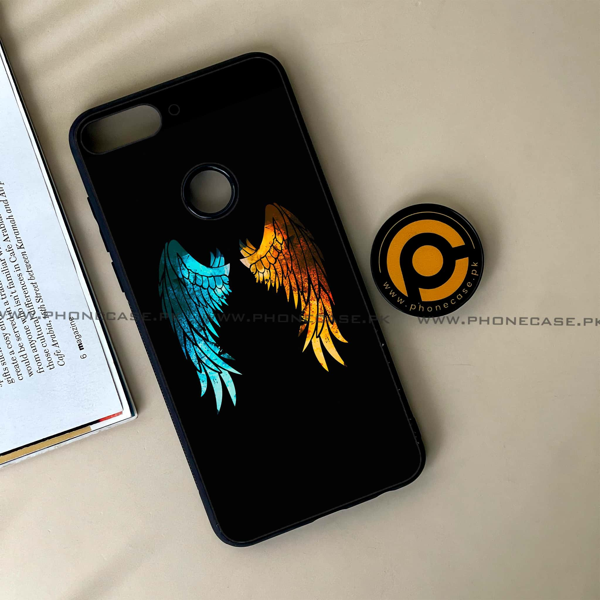 Huawei Y7 Prime (2018) - Angel Wings 2.0 Series - Premium Printed Glass soft Bumper shock Proof Case