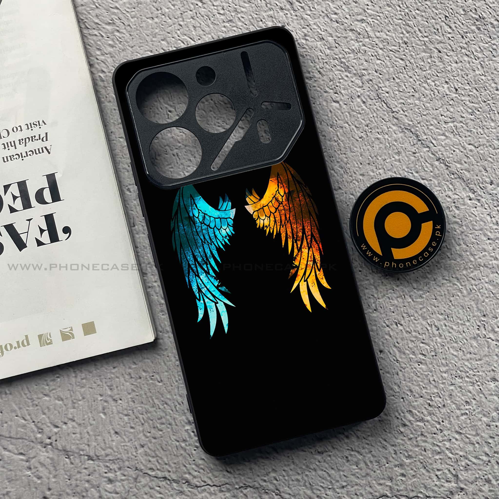 Tecno Pova 6 - Angel Wings 2.0 Series - Premium Printed Glass soft Bumper shock Proof Case
