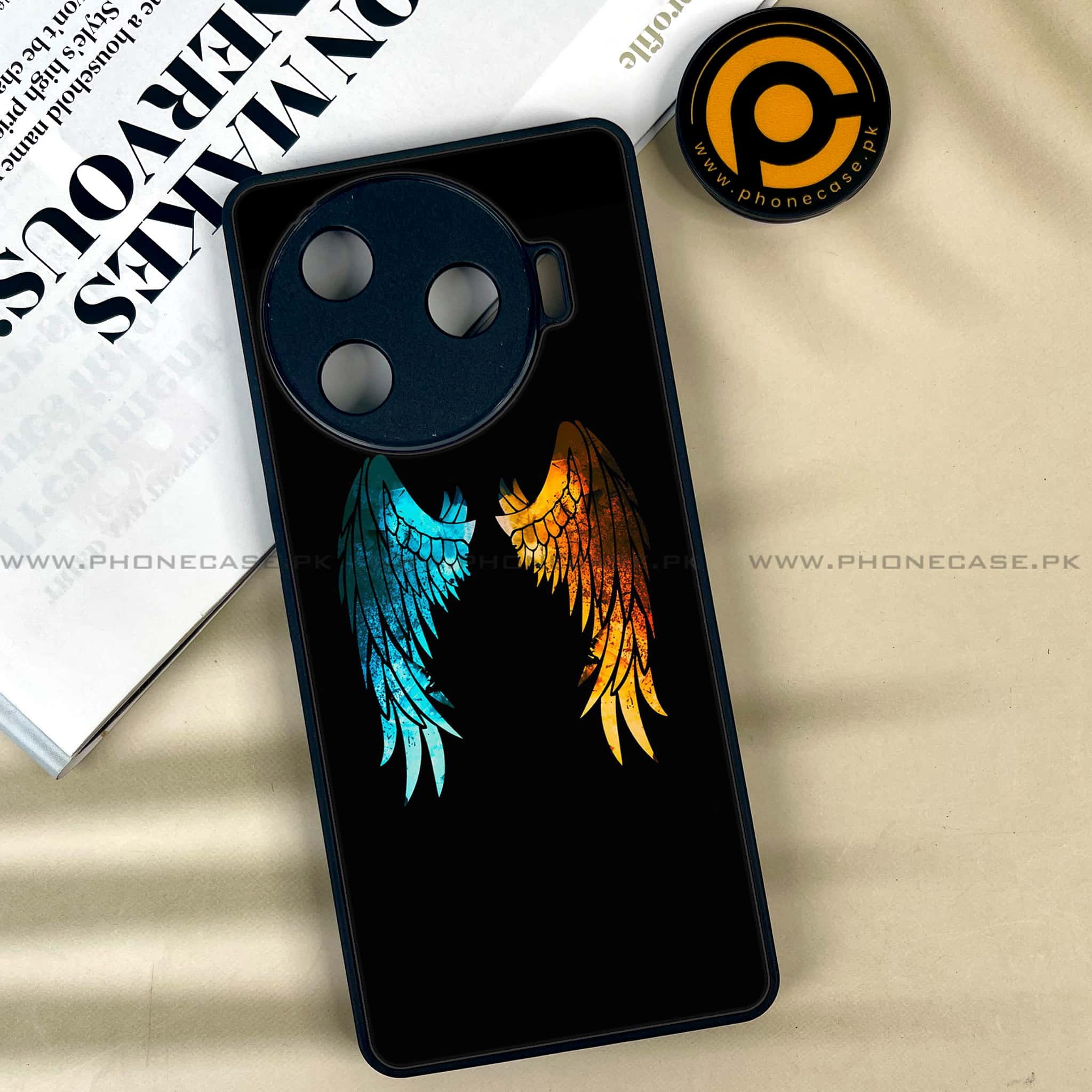 Tecno Camon 30 Pro - Angel Wings 2.0 Series - Premium Printed Glass soft Bumper shock Proof Case