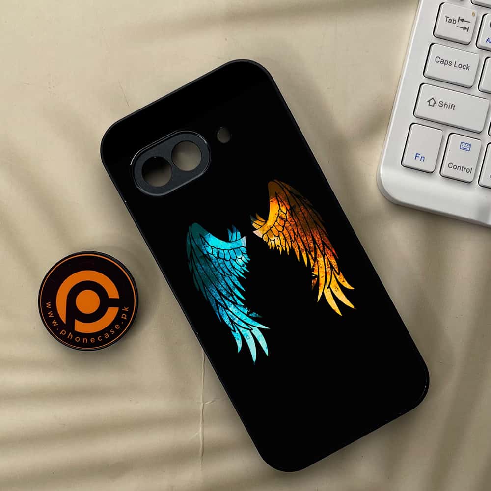 Google Pixel 9a - Angel Wings 2.0 Series - Premium Metal Printed soft Bumper Shock Proof Case