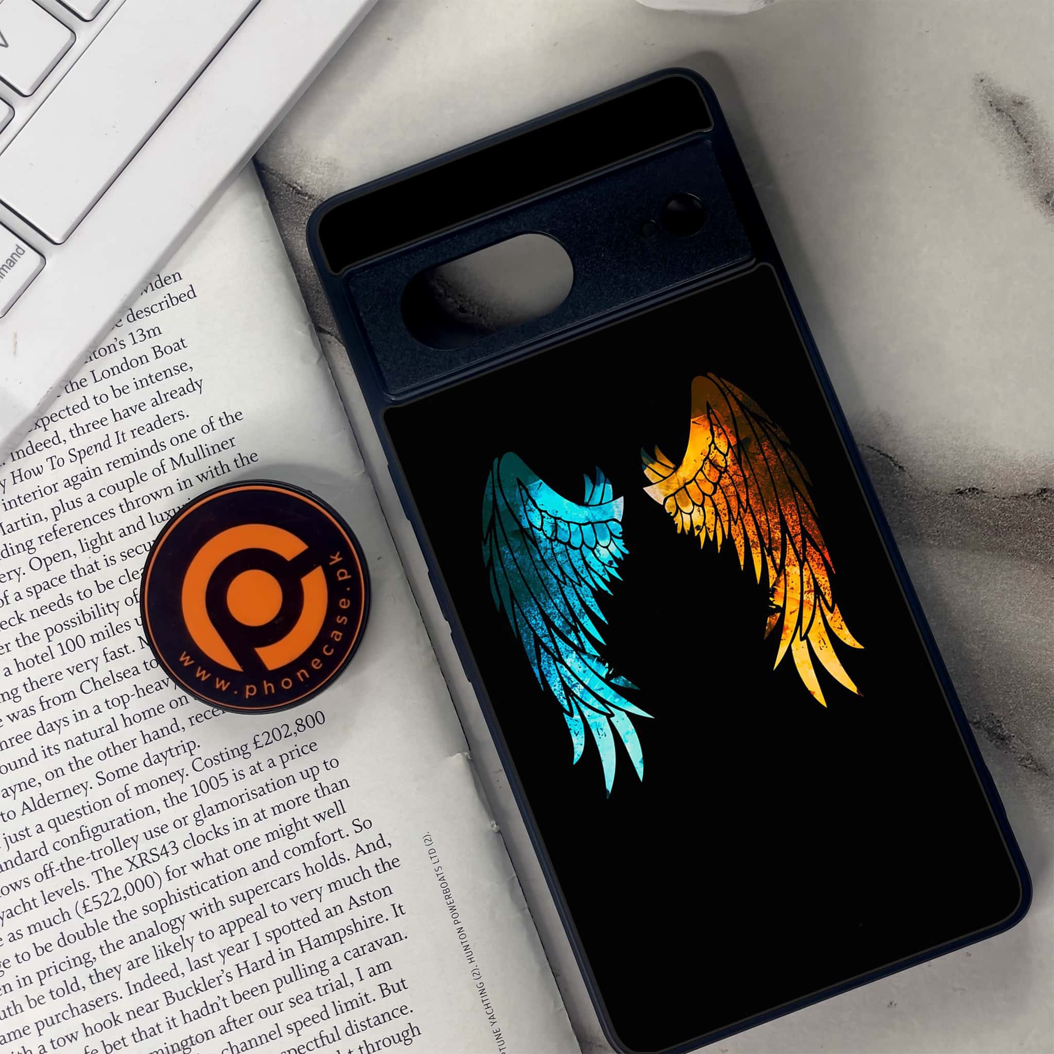 Google Pixel 7 - Angel Wings 2.0 Series - Premium Metal Printed soft Bumper Shock Proof Case