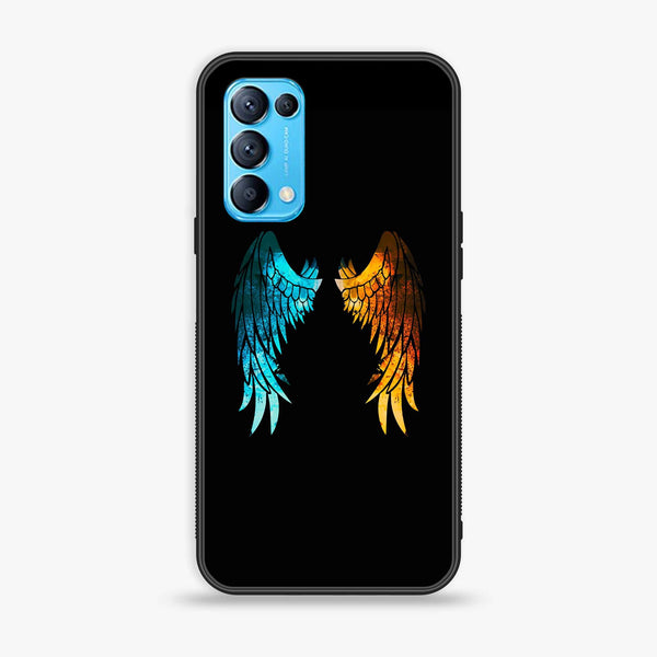 Oppo Reno 5 Angel Wings 2.0 Design 8 Premium Printed Glass soft Bumper shock Proof Case CS-10910