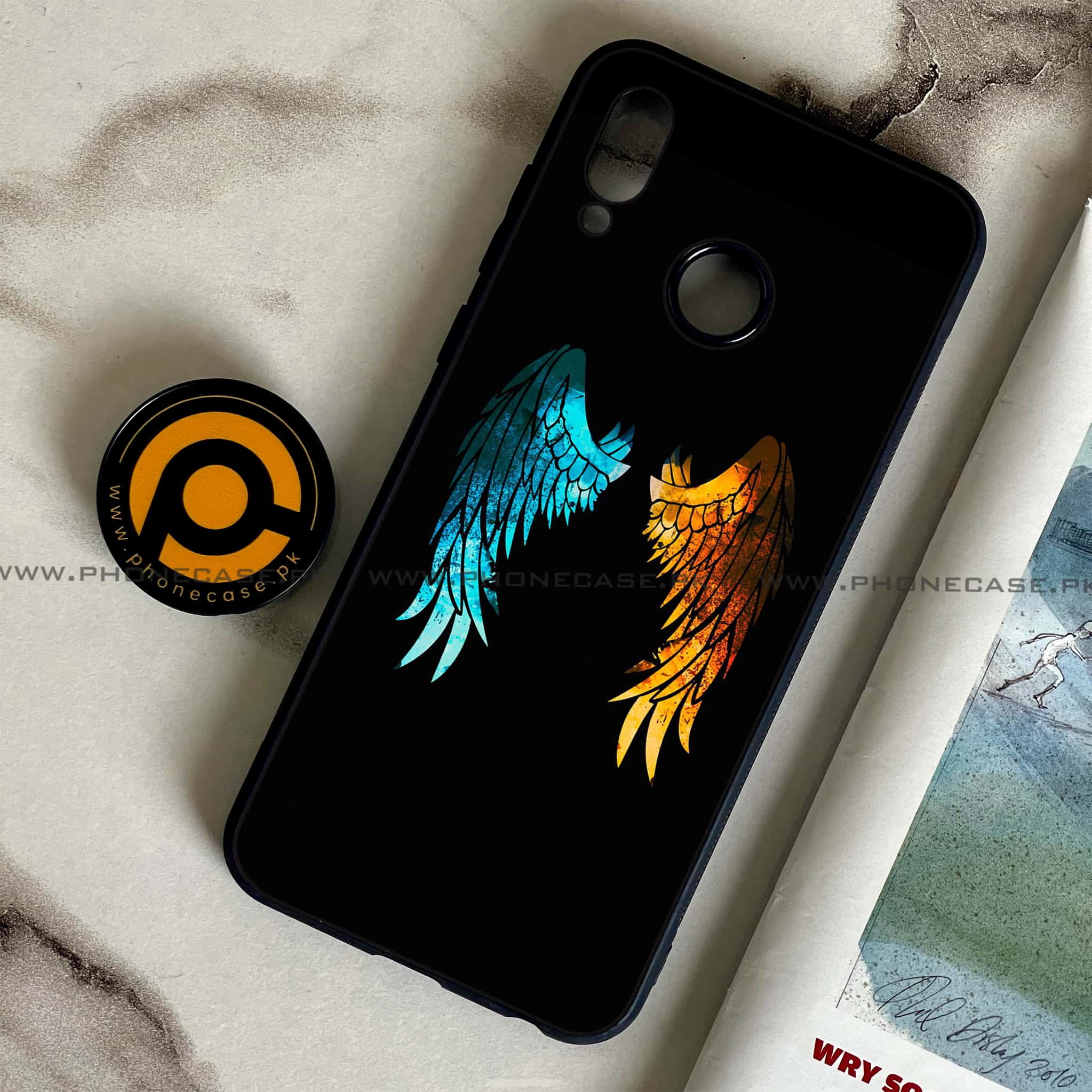 Huawei Honor Play - Angel Wings 2.0 Series - Premium Printed Glass soft Bumper shock Proof Case