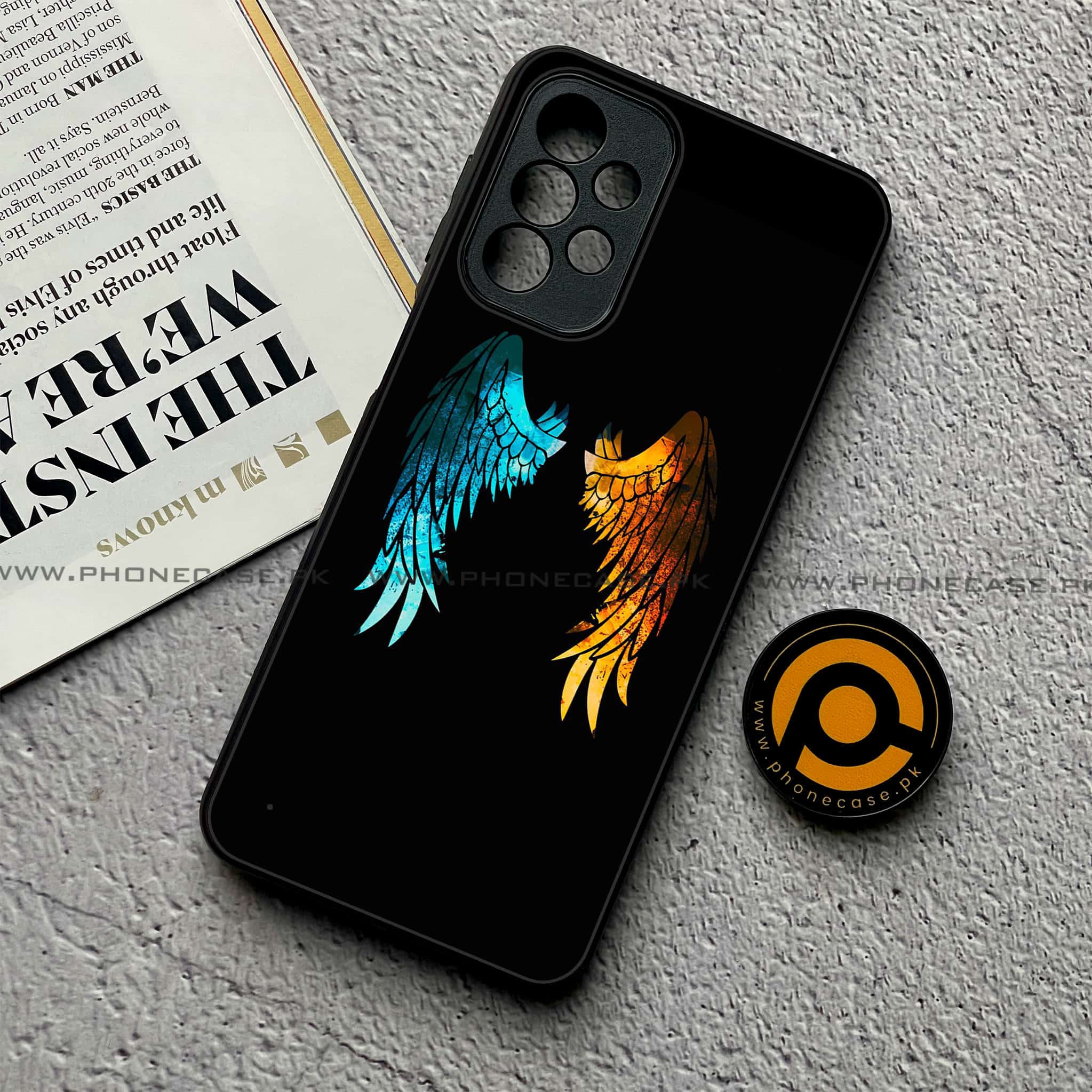Samsung Galaxy A23- Angel Wings 2.0 Series - Premium Printed Glass soft Bumper shock Proof Case