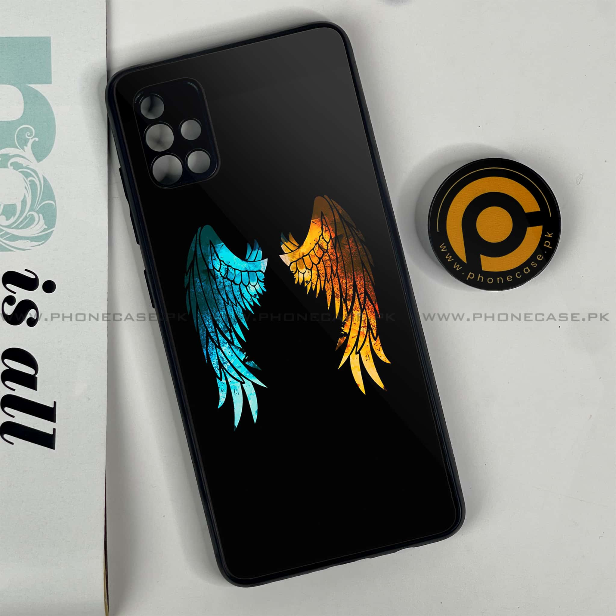 Samsung Galaxy A51 Angel Wings 2.0  Series Premium Printed Glass soft Bumper shock Proof Case