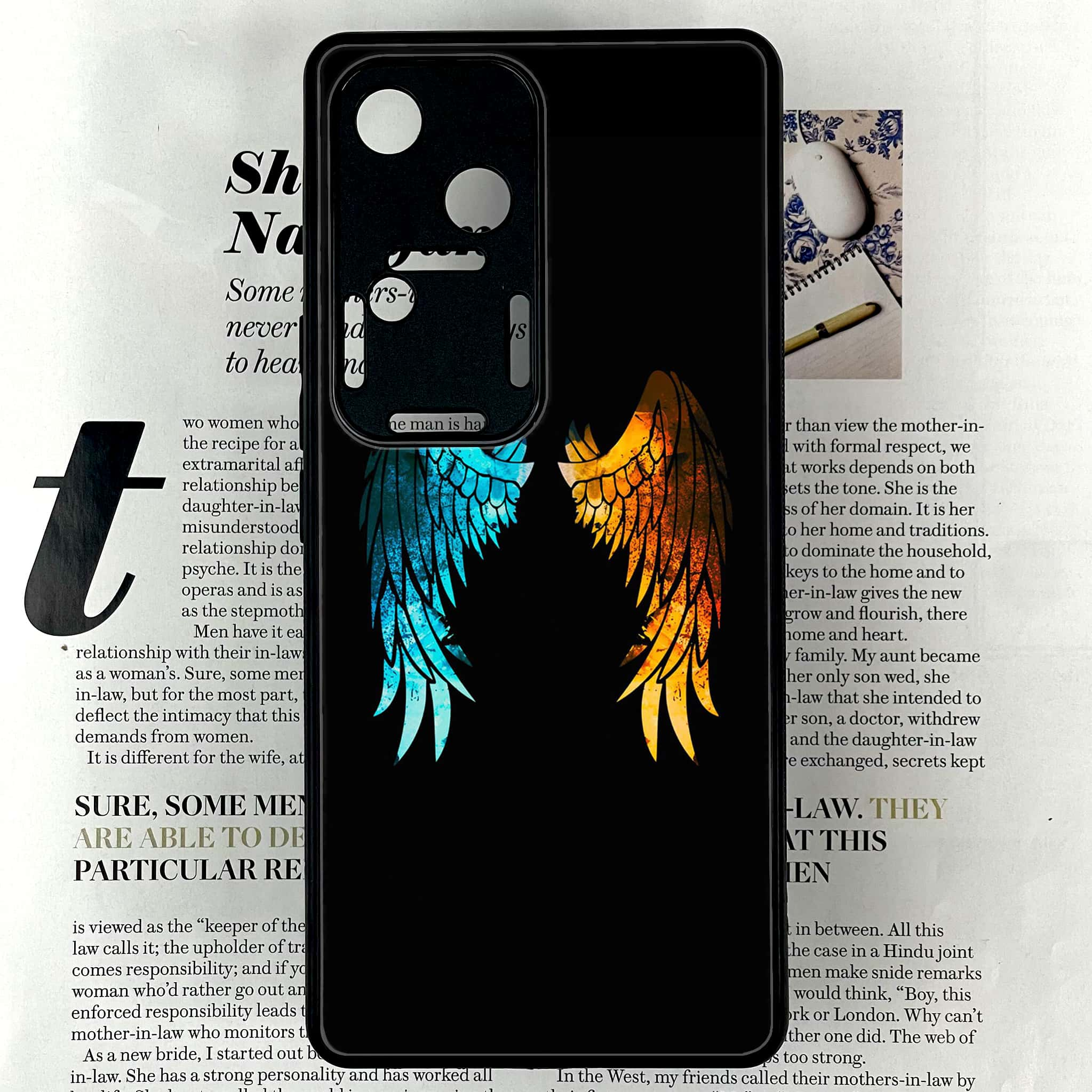 Vivo V30 - Angel Wings 2.0 Series - Premium Printed Glass soft Bumper shock Proof Case