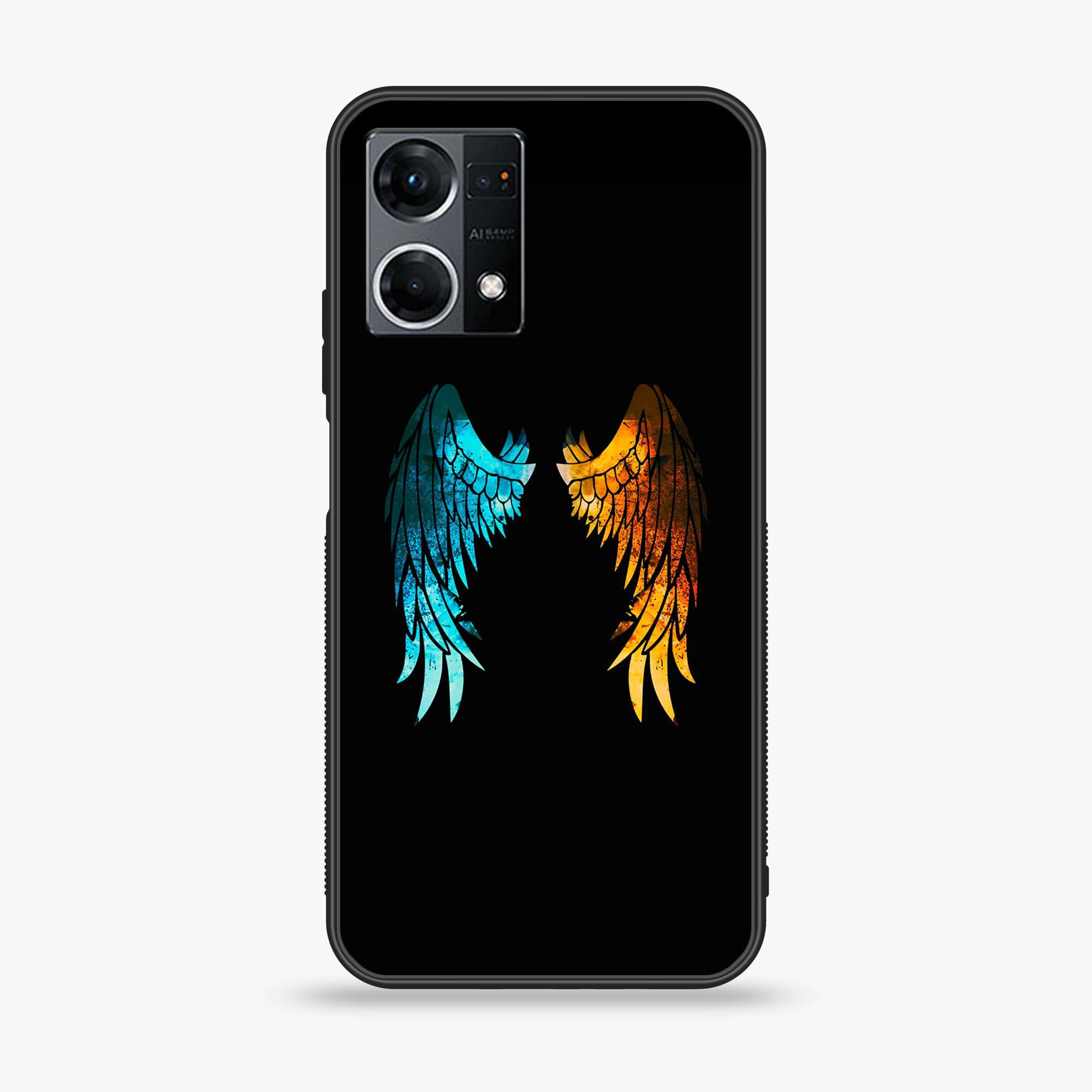 Oppo Reno 7 - Angel Wings 2.0 Series - Premium Printed Glass soft Bumper shock Proof Case