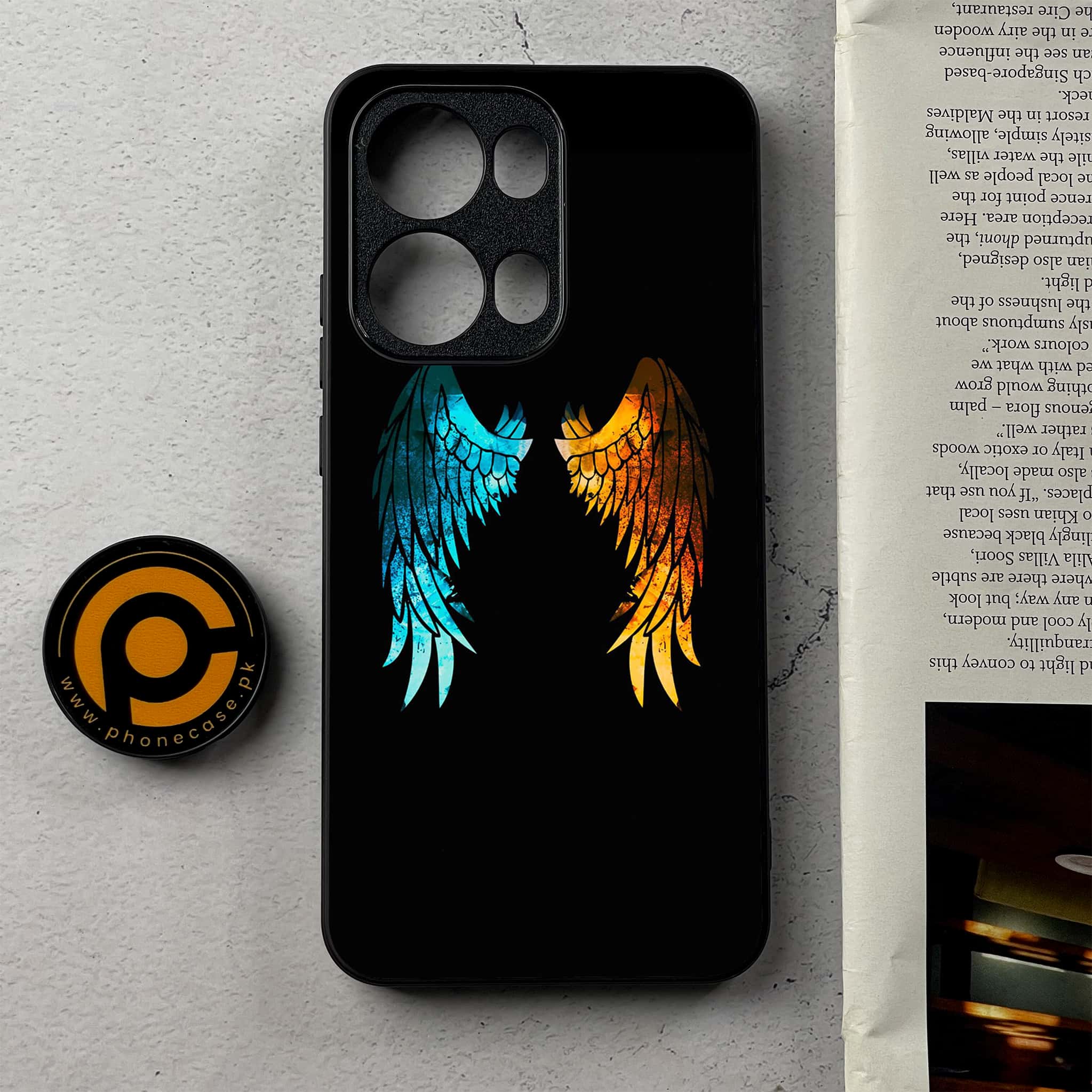 Oppo Reno 13 Pro - Angel Wings 2.0 Series - Premium Metal Printed Soft Bumper Shockproof Case