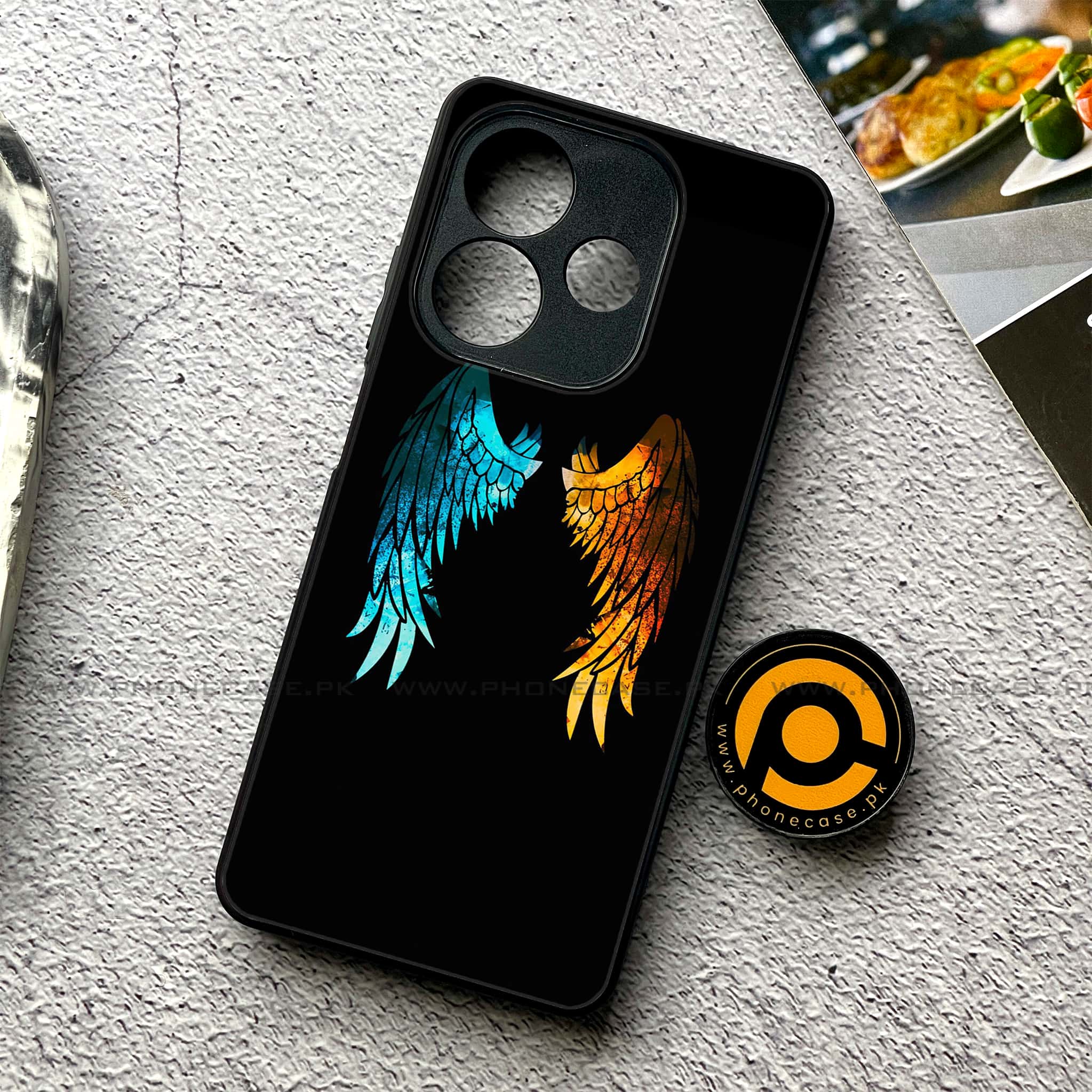 Oppo A5 Pro - Angel Wings 2.0 Series - Premium Metal Printed soft Bumper shock Proof Case